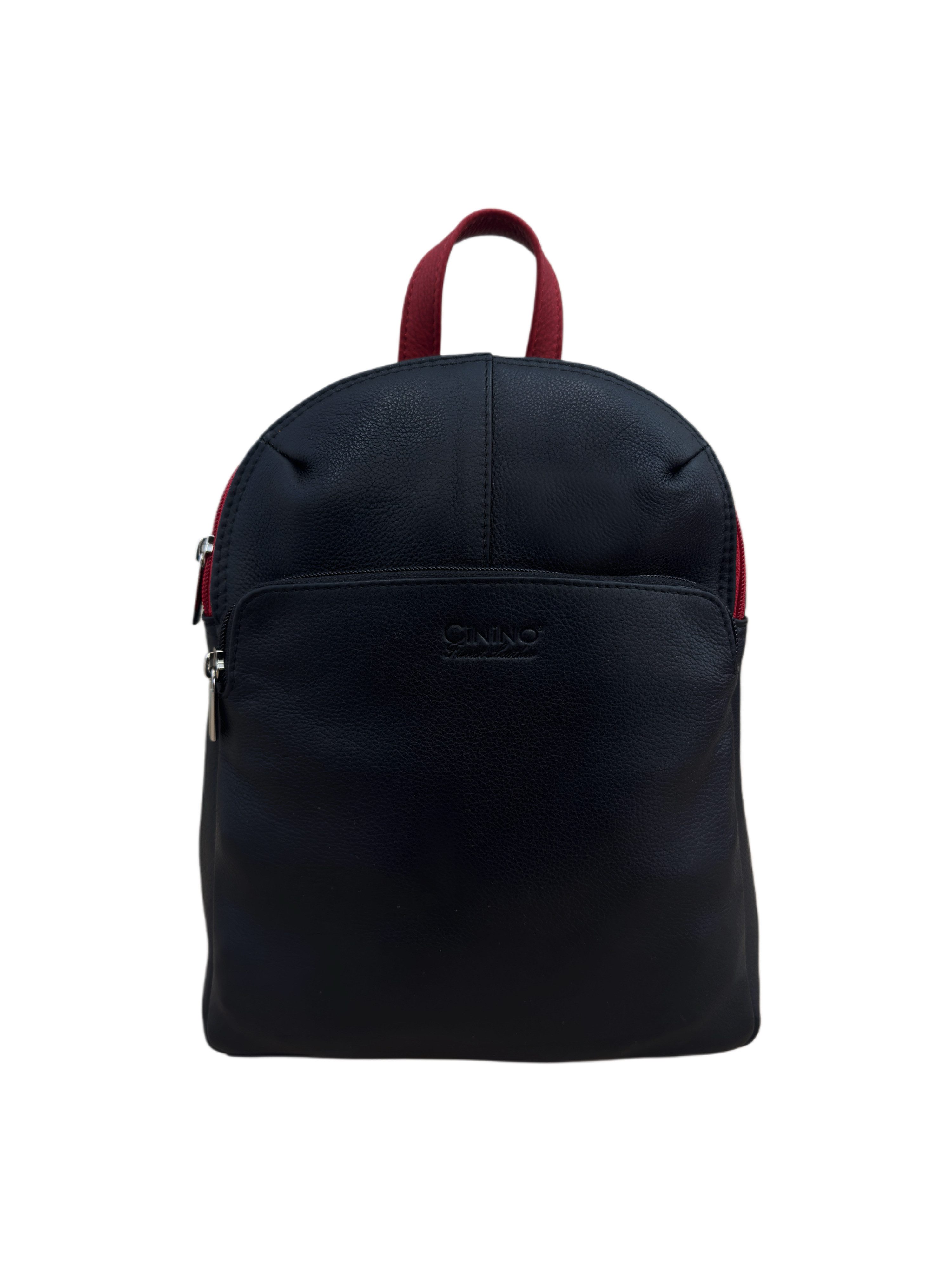 Cinino Cityrucksack C6104, Damen City-Rucksack aus echtem Rindleder