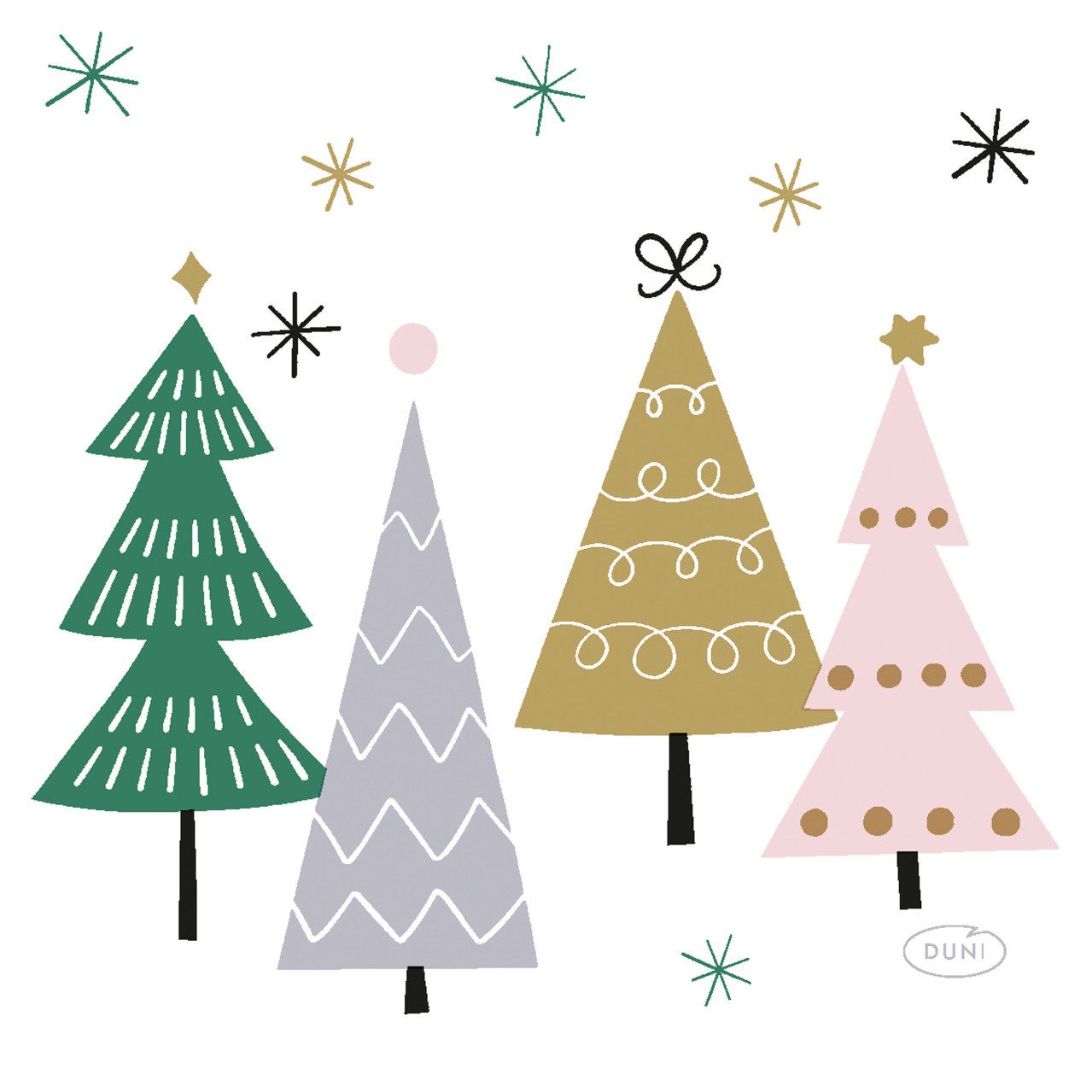 Duni Weihnachtsfigur Duni Servietten Noel Trees multi 24 x 24 cm - 20er