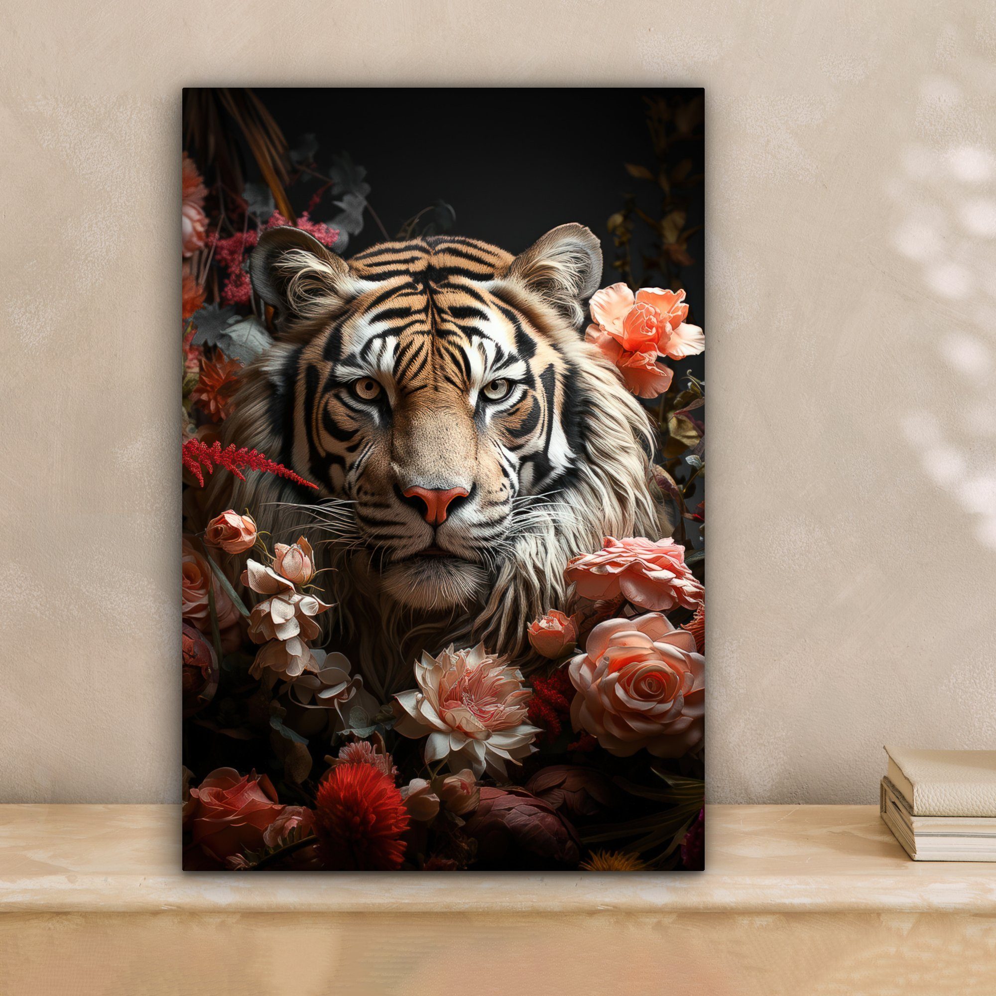 OneMillionCanvasses® Leinwandbild Tiger - Tier - Natur - Floral - Botanisch günstig online kaufen