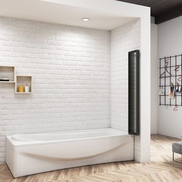 duschspa Badewannenaufsatz 4mm 4-teilig schwarz Duschwand Trennwand Faltwand Badewannenaufsatz, Einscheibensicherheitsglas, Sicherheitsglas, (Set), Glas