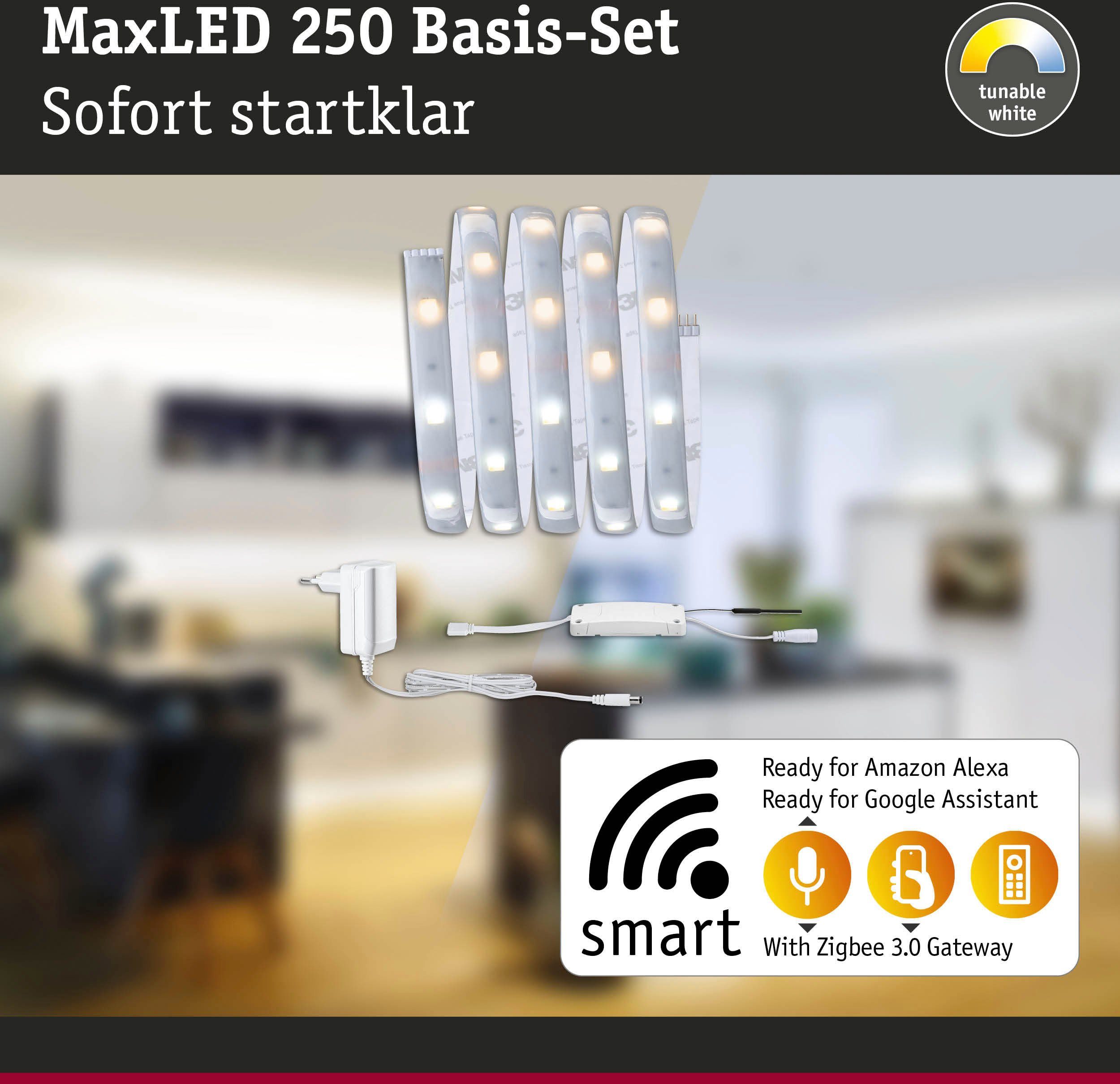 Home 405l Basisset Tunable 405lm, Paulmann beschichtet IP44 Smart LED-Streifen 250 MaxLED Zigbee 1-flammig, 6W White, 1,5m,