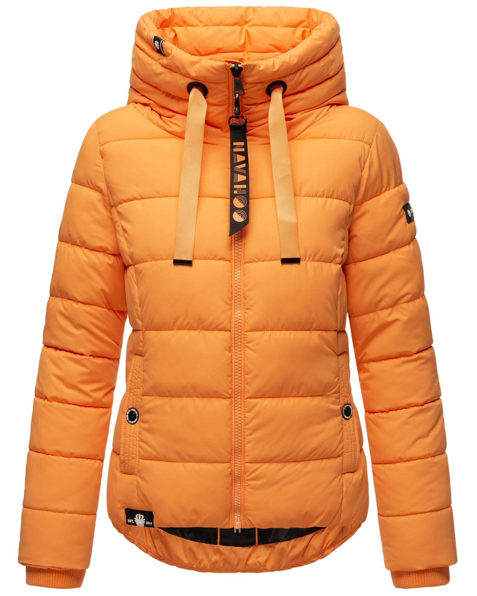 Navahoo Steppjacke Amayaa stylische Damen Winterjacke mit coolen Applikationen pfirsich