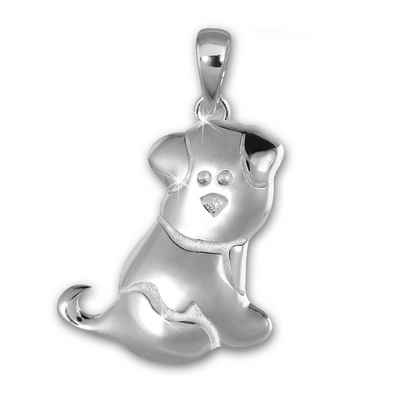 Teenie-Weenie Kettenanhänger Teenie-Weenie Ketten Anhänger Hund SD, Hund Kettenanhänger 925 Sterling Silber, Farbe: silber