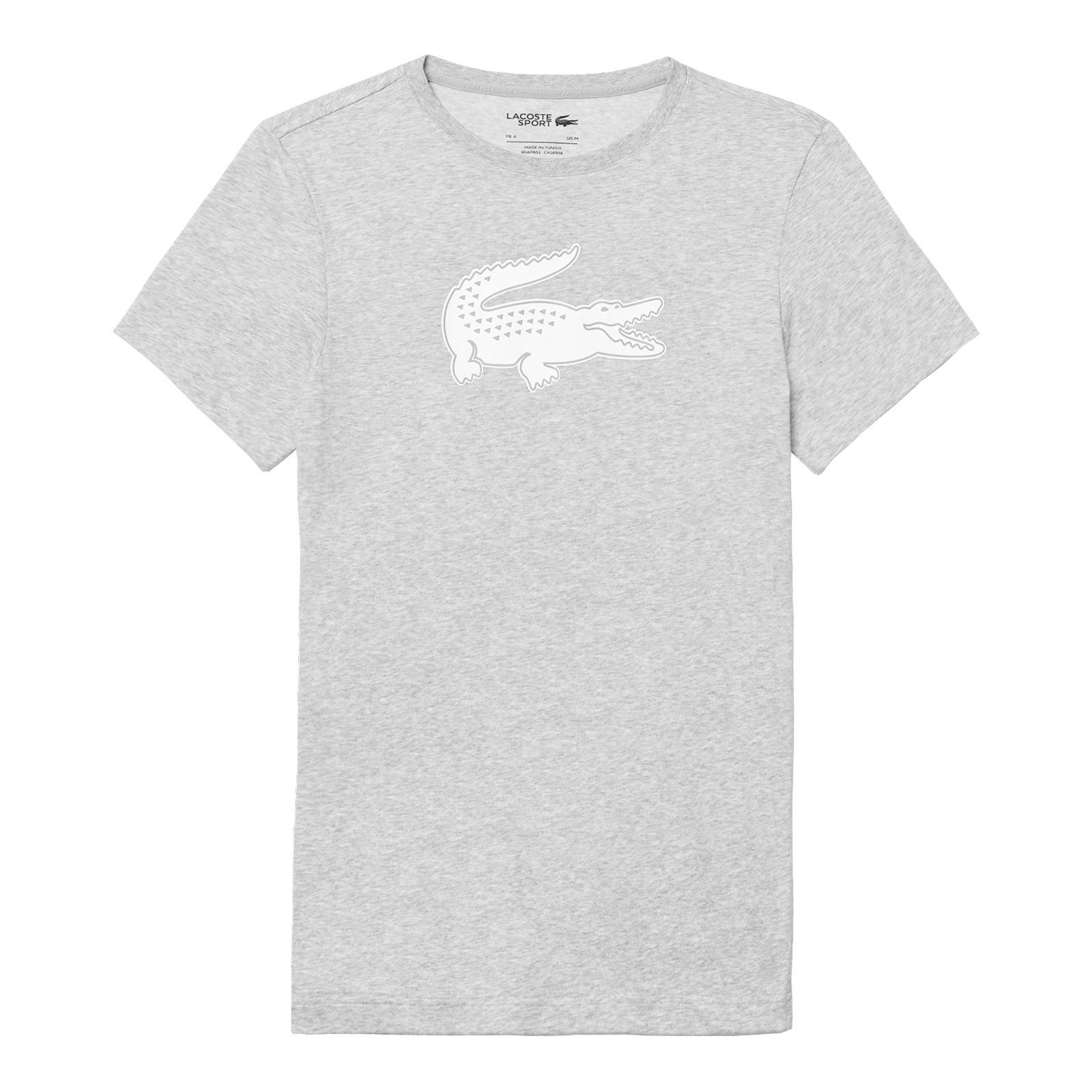 Lacoste Kurzarmshirt Krokodil-T-Shirt mit großem gris chiné / blanc Krokodil Brust der auf BG3