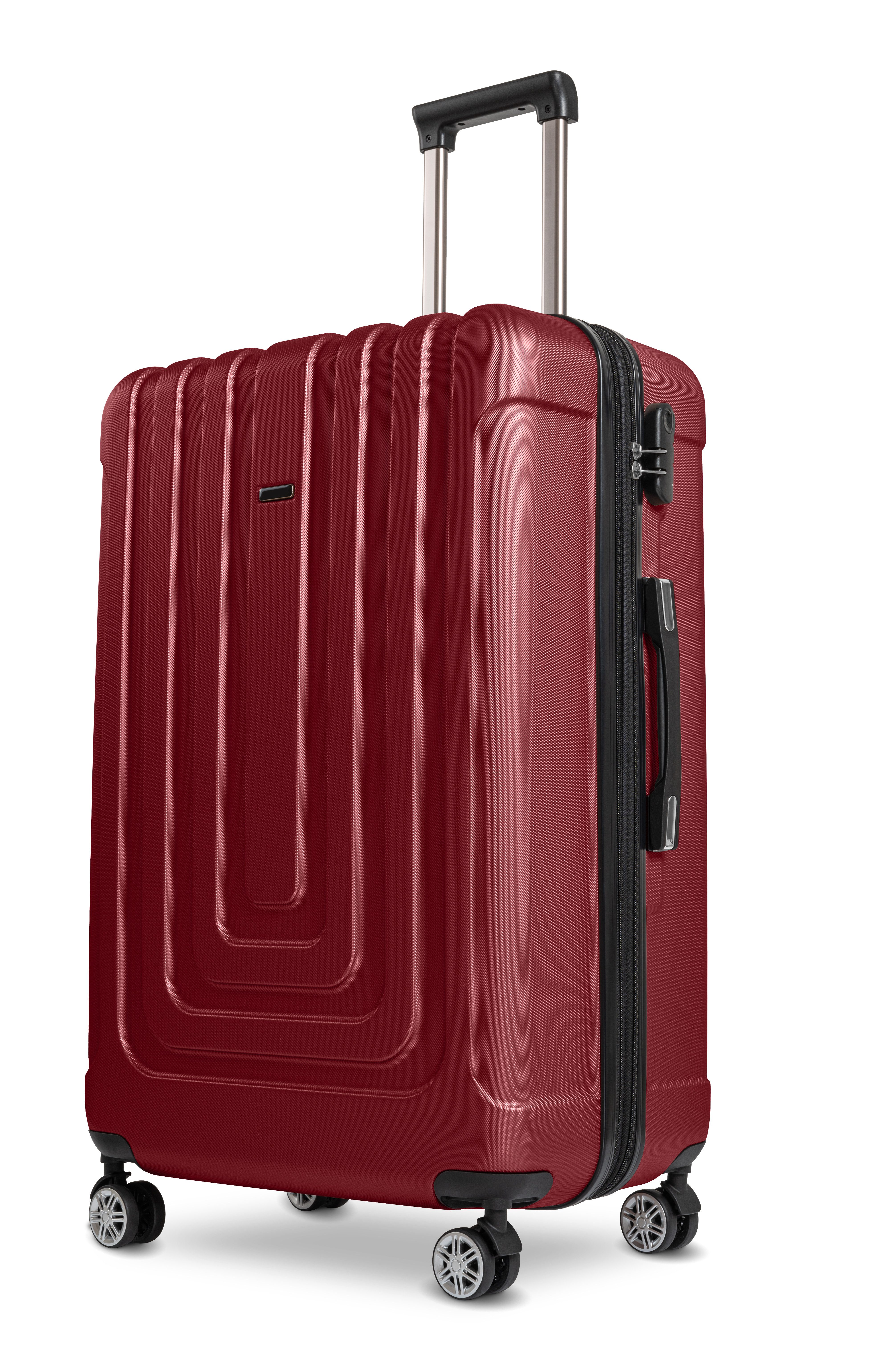 Sparsando Koffer Größe L Reisekoffer Alu-Rahmen mit ABS & TSA Nummern-Schloss 77,5 cm, 4 Rollen, Robustheit / Kabinentrolley / Handgepäck Farbe - Bordeaux