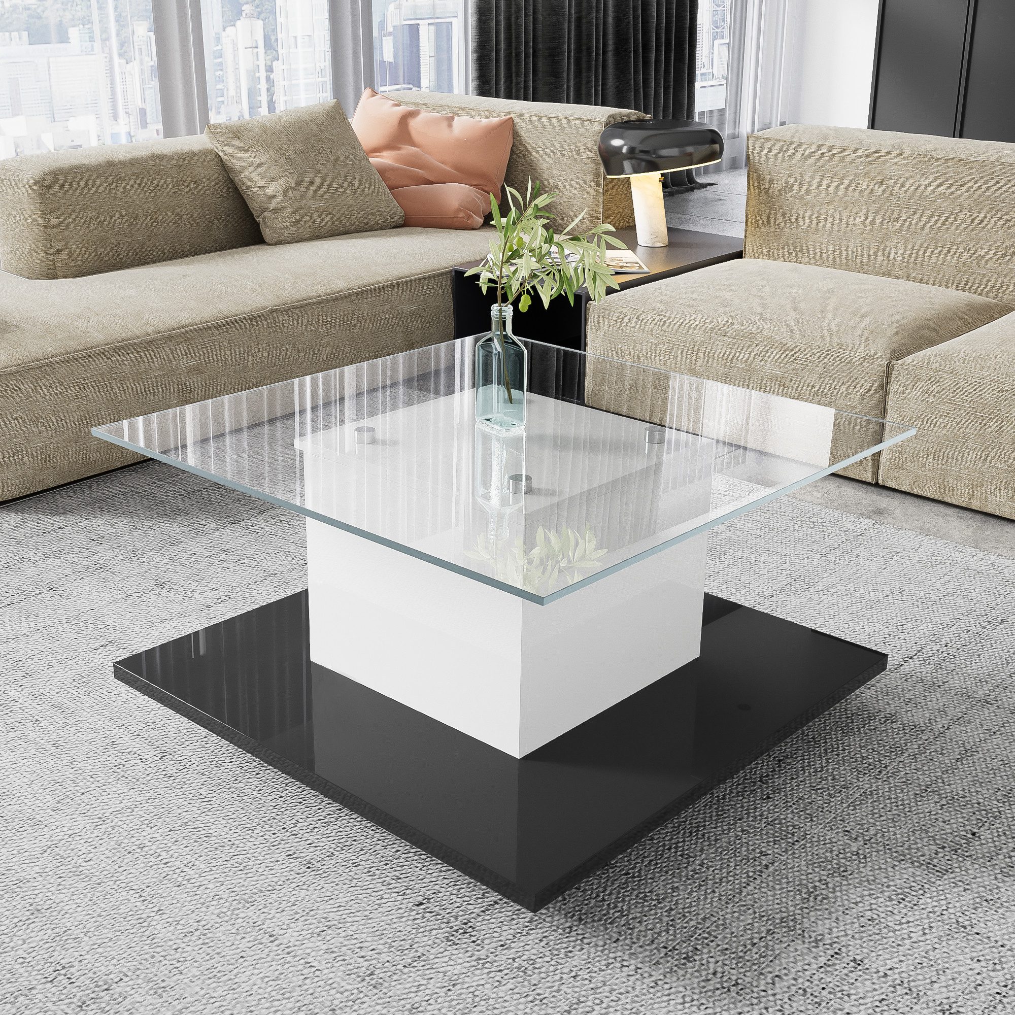 Merax Couchtisch mit LED und Rollen, günstig online kaufen