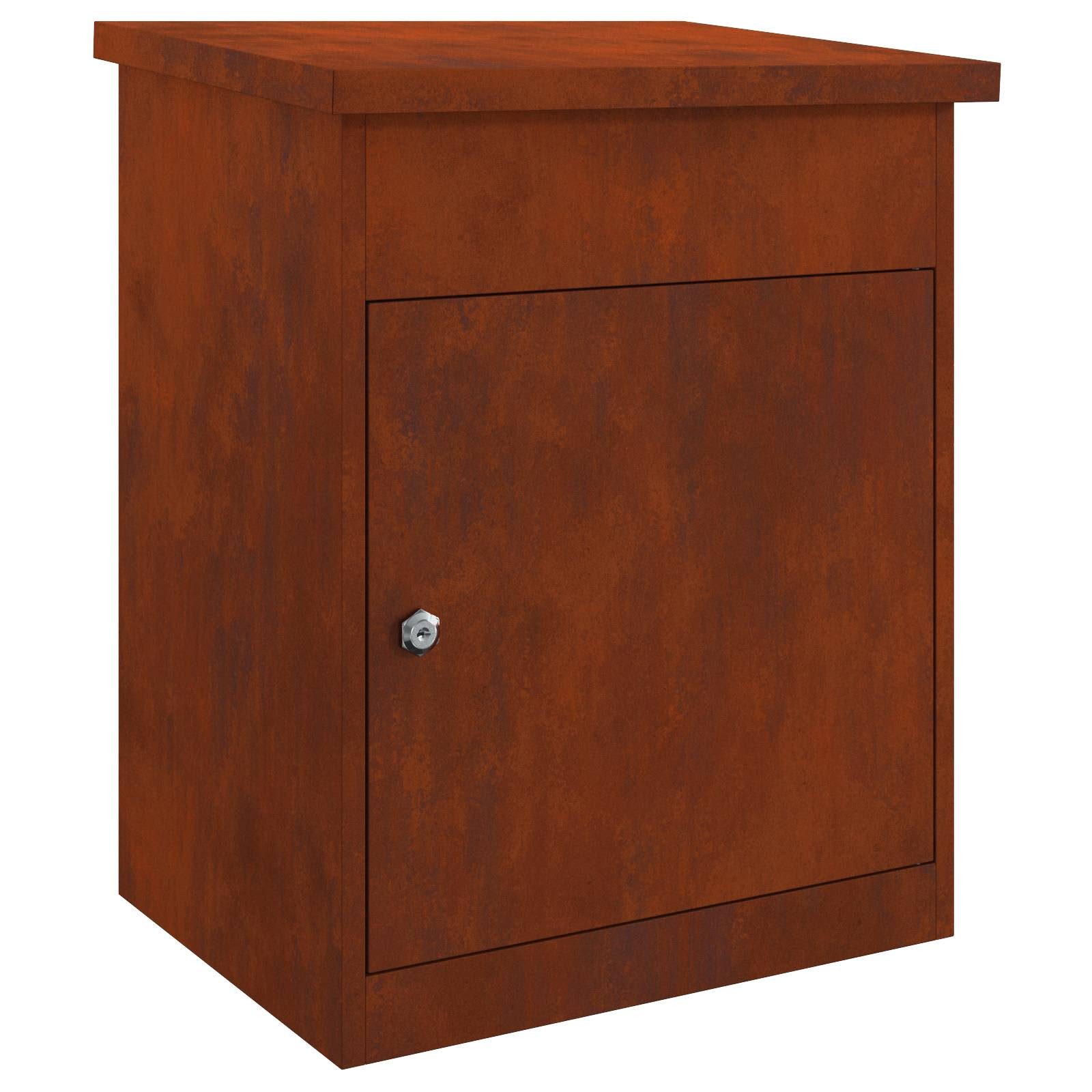 vidaXL Briefkasten Paketdrop-Box mit Tür Rostig 47,5 x 38 x 59 cm Wetterfeststahl (1-St)