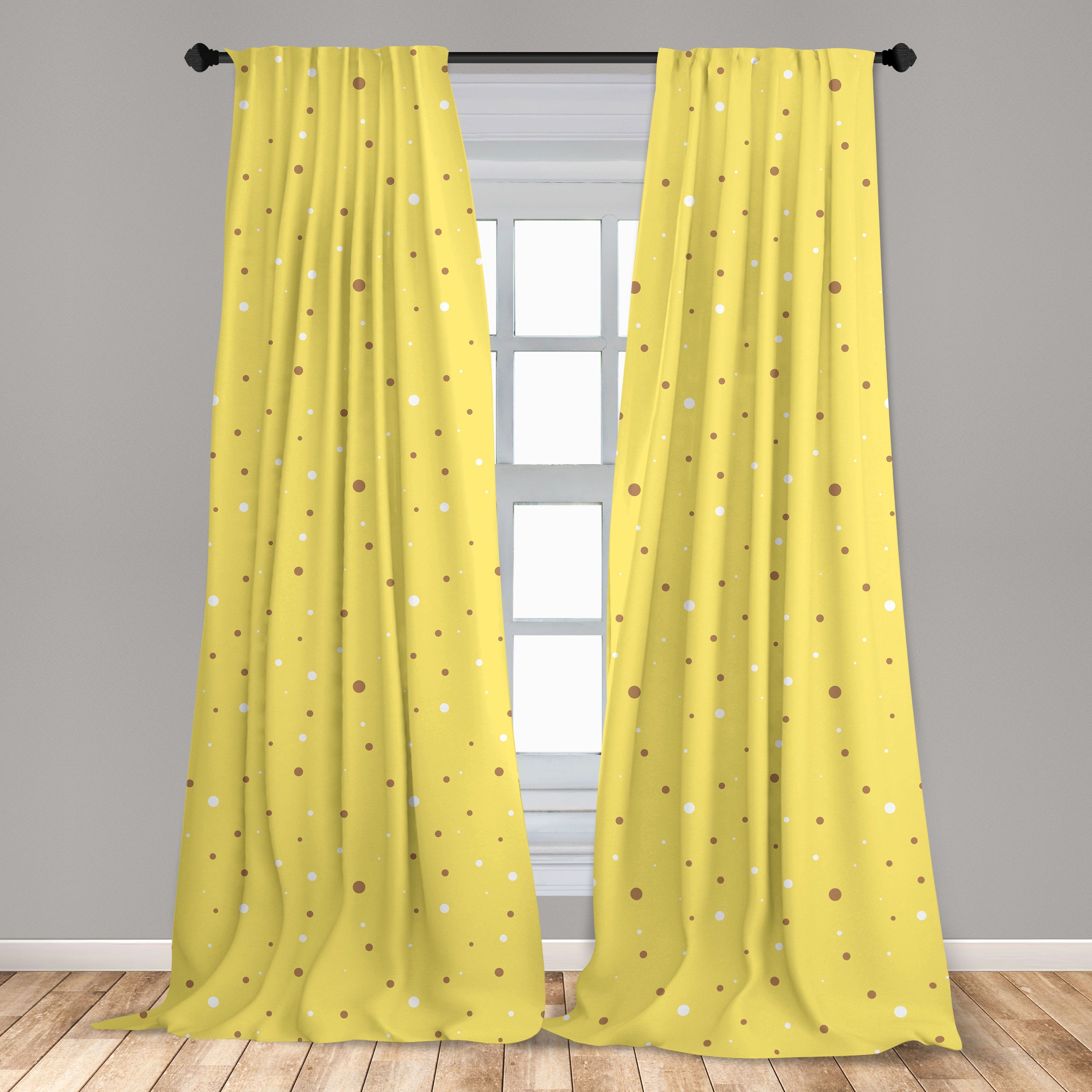 Gardine Vorhang für Gelbe Spots Punkte Wohnzimmer oder Microfaser, klein Groß Dekor, Schlafzimmer Abakuhaus