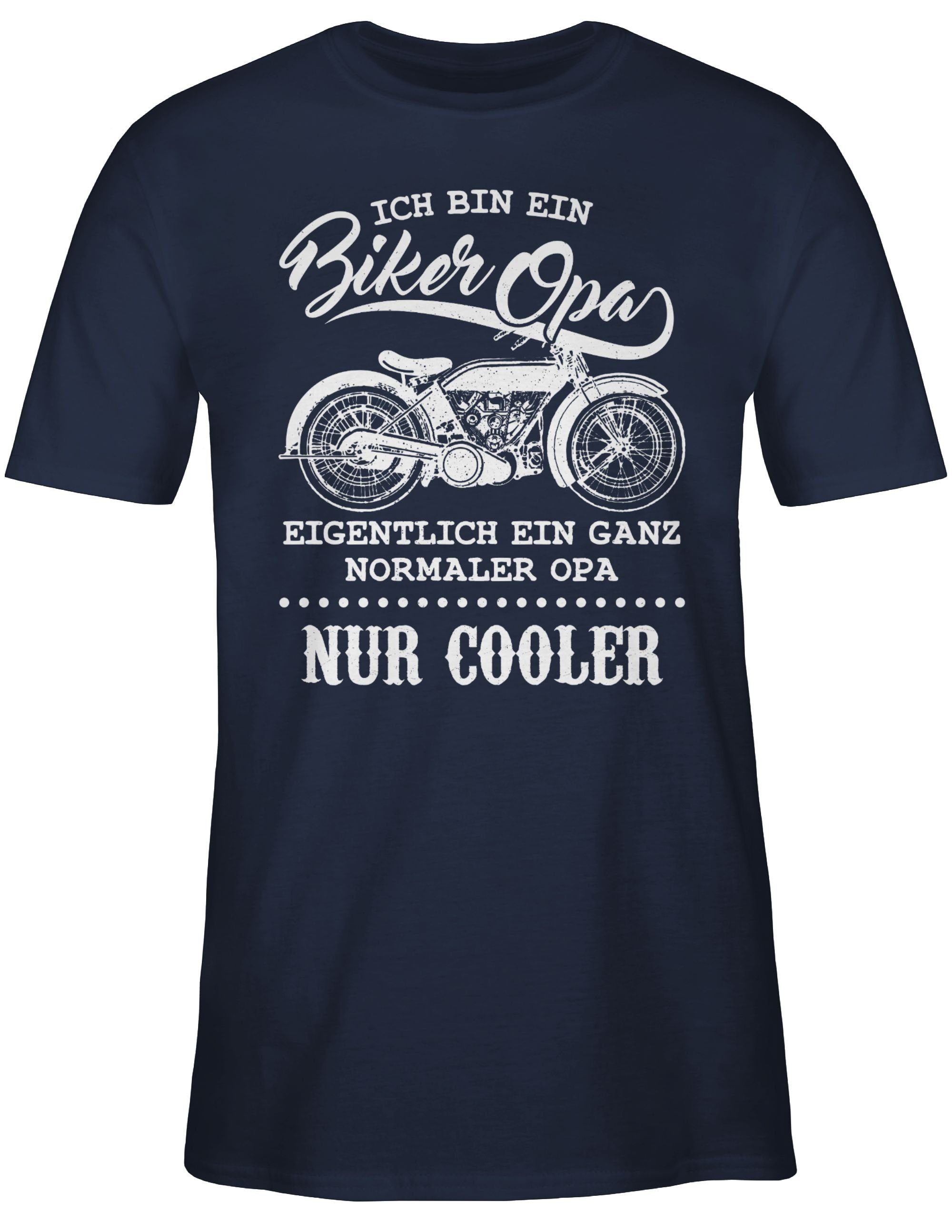 Shirtracer T-Shirt Ich Opa Blau Biker bin ein 03 Navy Motorrad Geschenke Opa Opi