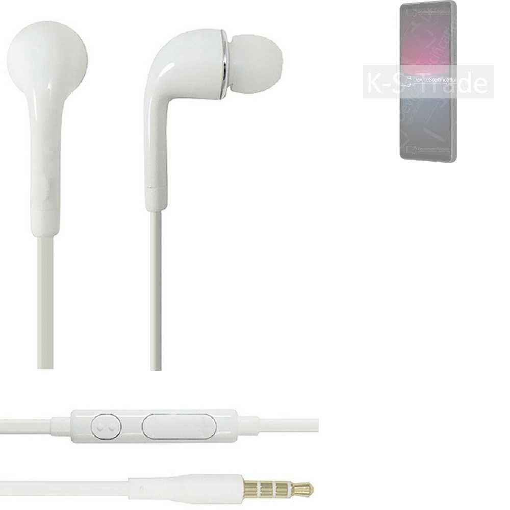 Mikrofon IV In-Ear-Kopfhörer (Kopfhörer Xperia mit Headset 3,5mm) weiß Lautstärkeregler 10 K-S-Trade u Sony für
