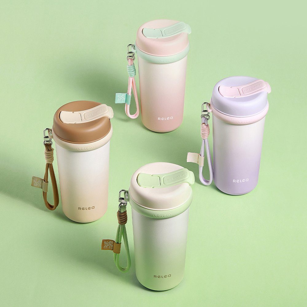 Becher braun 360°Trinköffnung Isolierbecher mit GelldG Kaffeebecher Travel Mug
