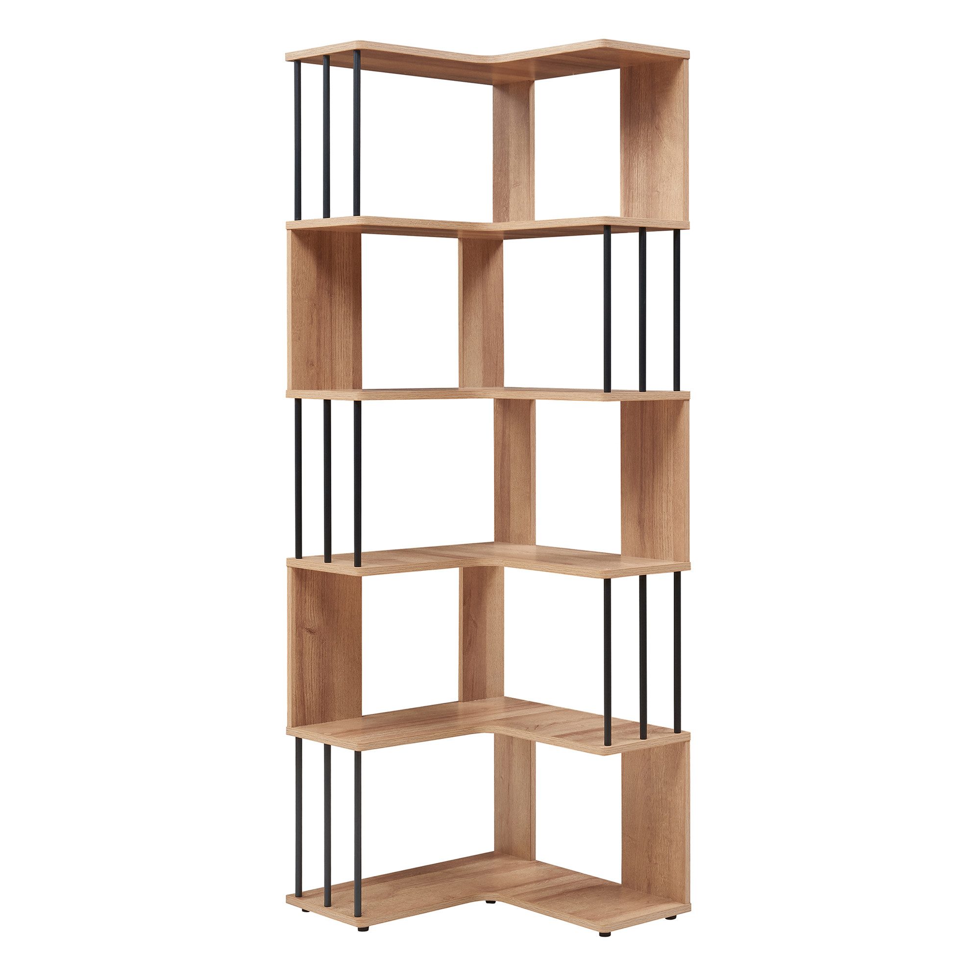 en.casa Eckregal, »Afrel« 160 x 54x 54 cm mit 5 Ebenen Eicheoptik