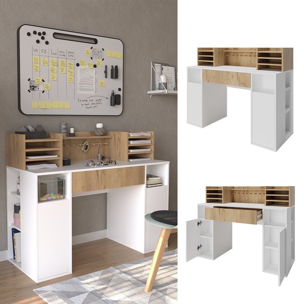 Vicco Schreibtisch, Weiß/Sonoma/Sonoma, 126.8 x 50 günstig online kaufen