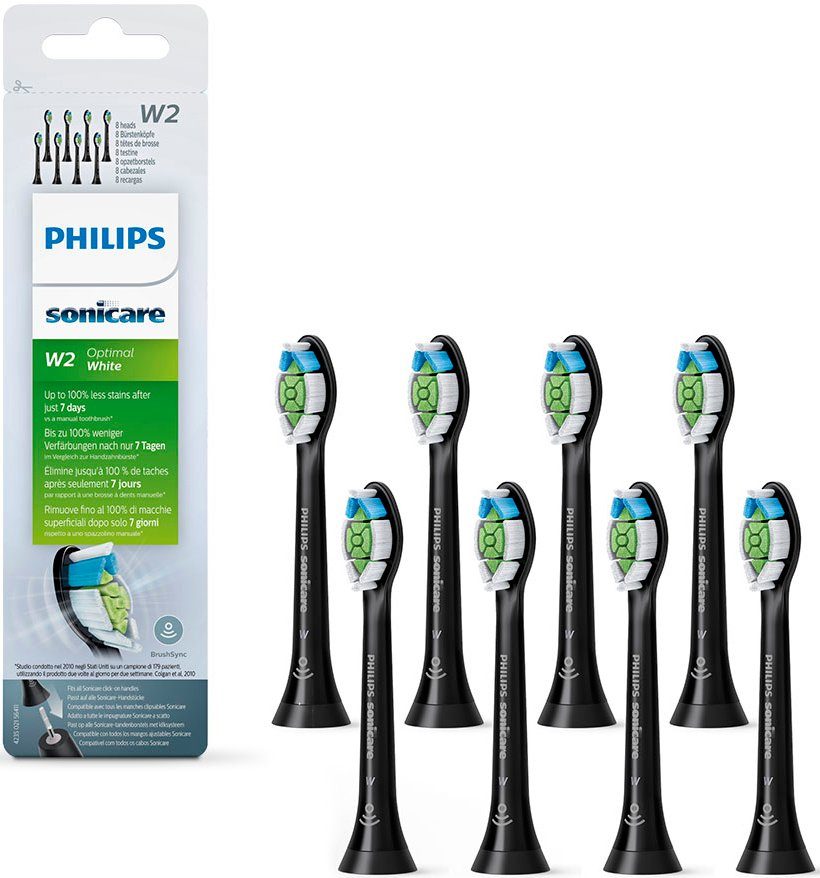 Philips Sonicare Aufsteckbürsten W2 Optimal White HX6068/13, mit der  Bürstenkopferkennung, innovativer Sonicare-Schalltechnologie