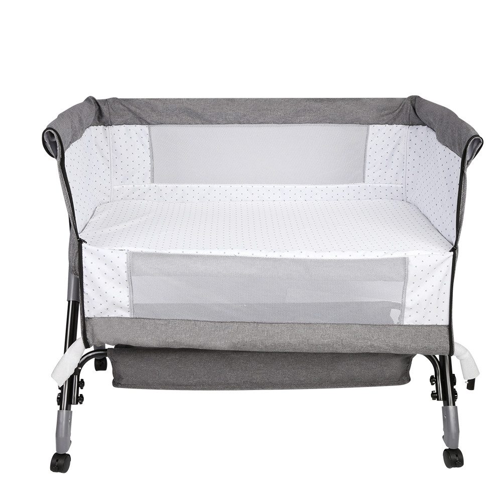 JEOBEST Beistellbett Baby, Grab-and-go Baby Bett mit Matratze & Rädern für Neugeborene, Tragbare Babybett mit 4 verstellbaren Höhen & Matratze