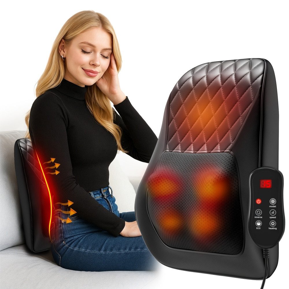 BBG Massagekissen 3D Shiatsu Massagekissen mit Wärme, elektrisches Massagekissen, für Nacken, Schultern und Rücken, mit 12-V-Netzteil, für Zuhause, Büro und Auto
