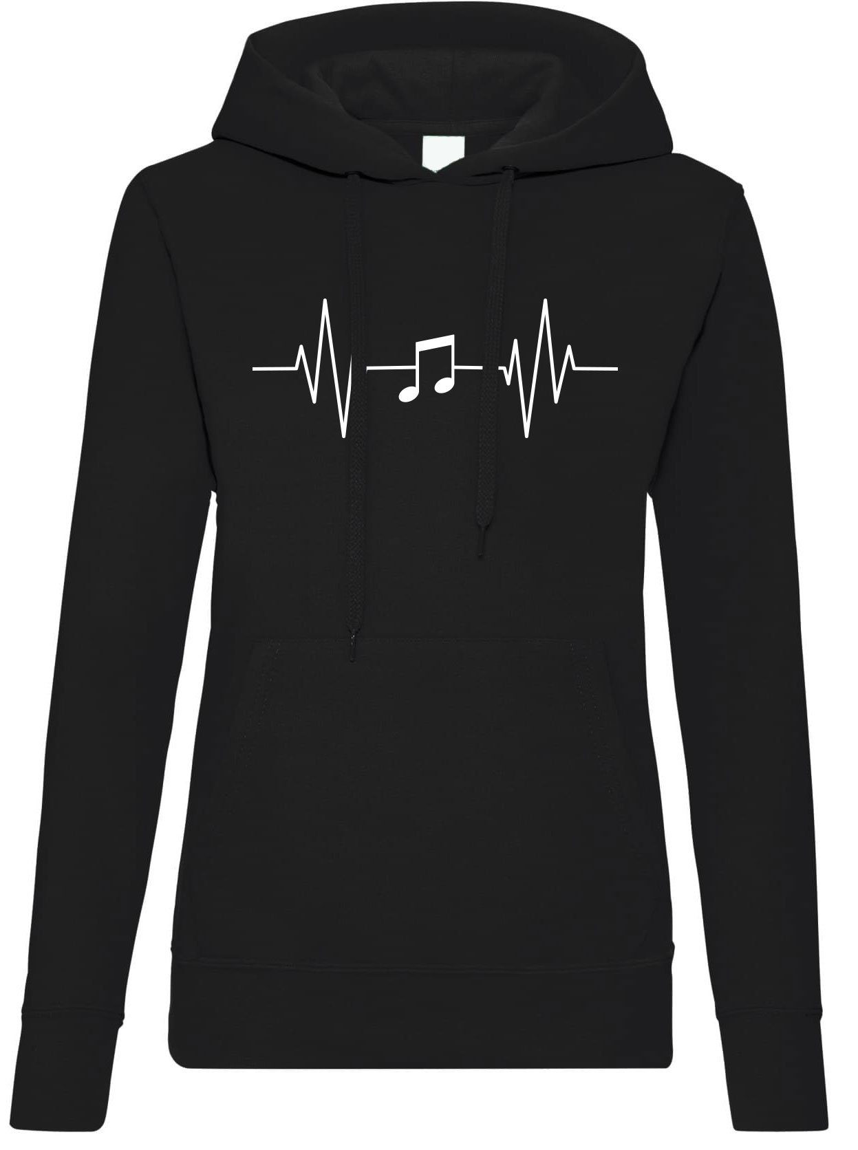 Kapuzenpullover Heartbeat Musik Note Damen Hoodie Pullover