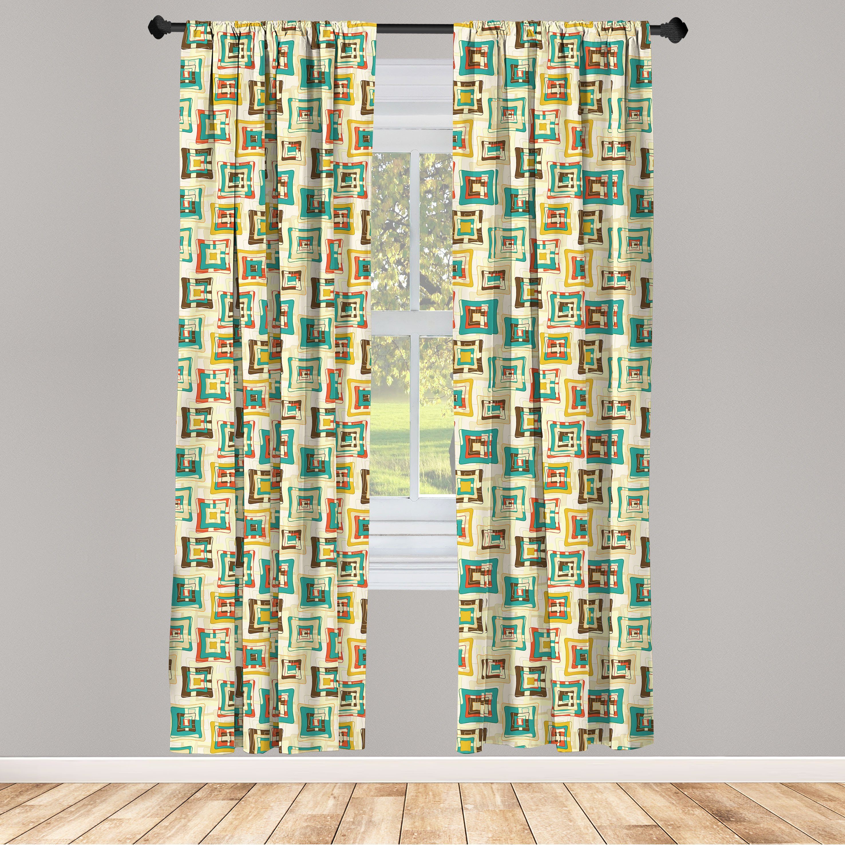 Gardine Vorhang für Wohnzimmer Schlafzimmer Dekor, Abakuhaus, Microfaser, Geometrisch Surreal Puzzle-Form