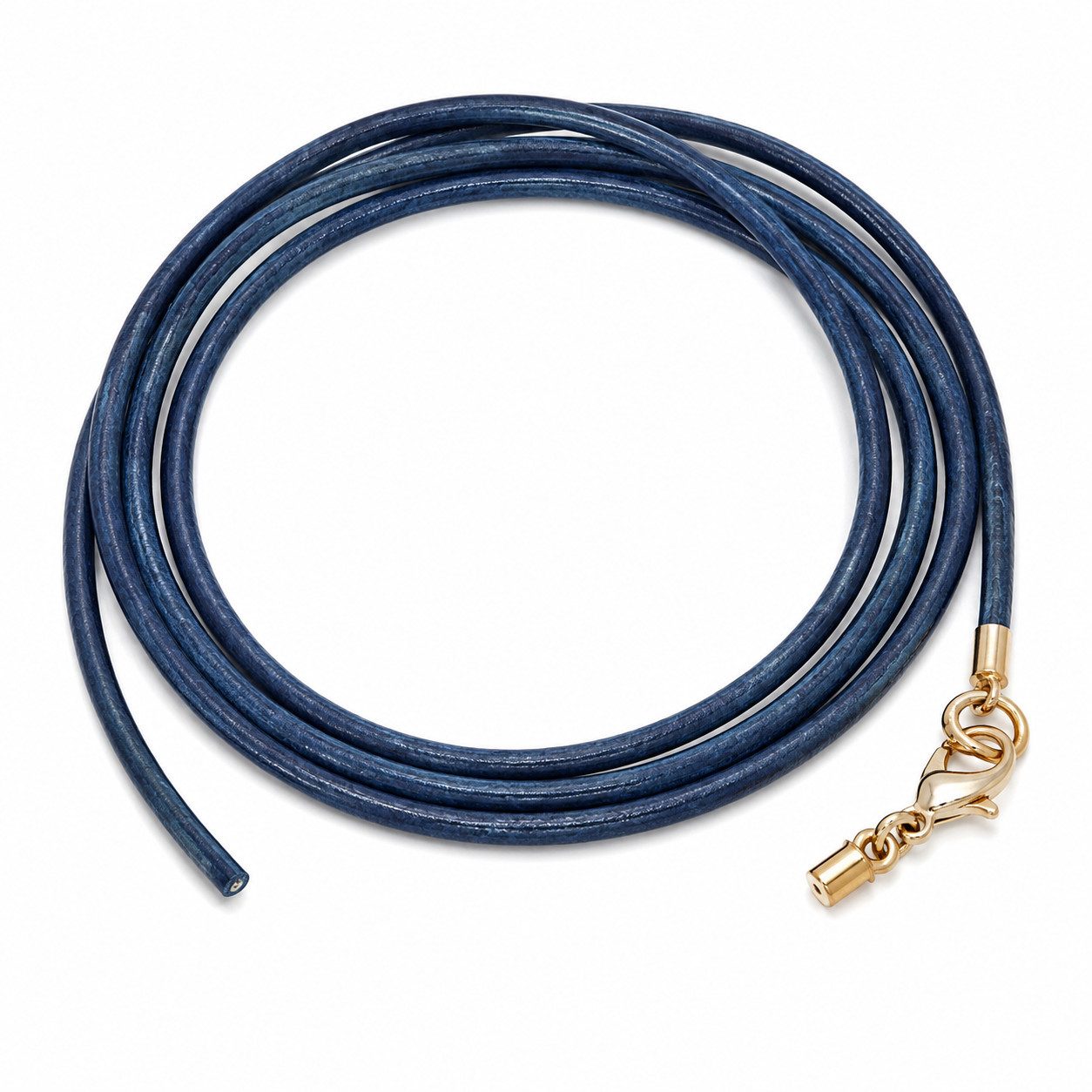 unbespielt Lederband Lederband Blau gefärbt Karabinerverschluss Goldfarben 1m Lang Kürzbar, Modeschmuck für Damen und Herren