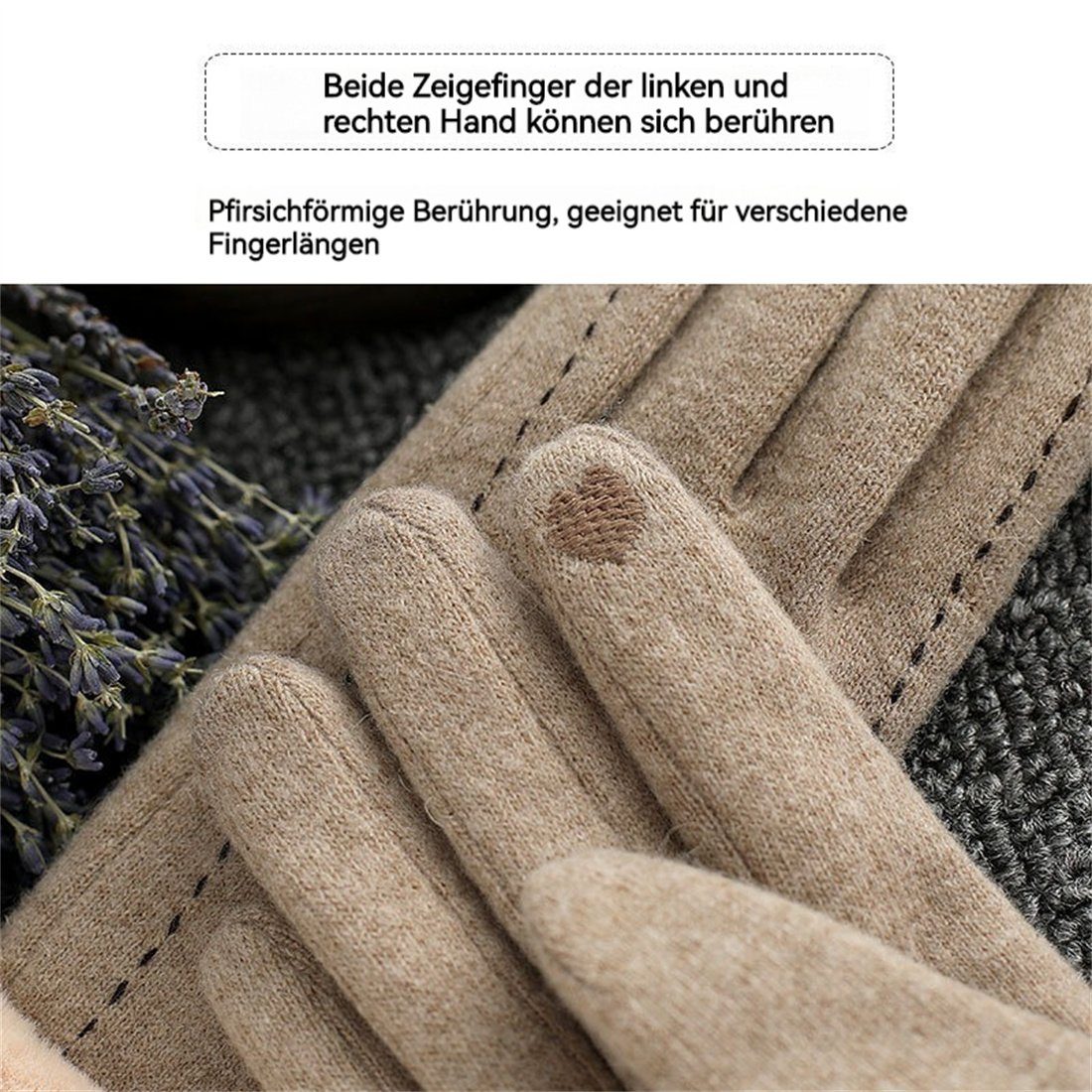 DÖRÖY Fleecehandschuhe Damen Handschuhe Reithandschuhe,Faux Winter Cashmere Touchscreen Warme Grau