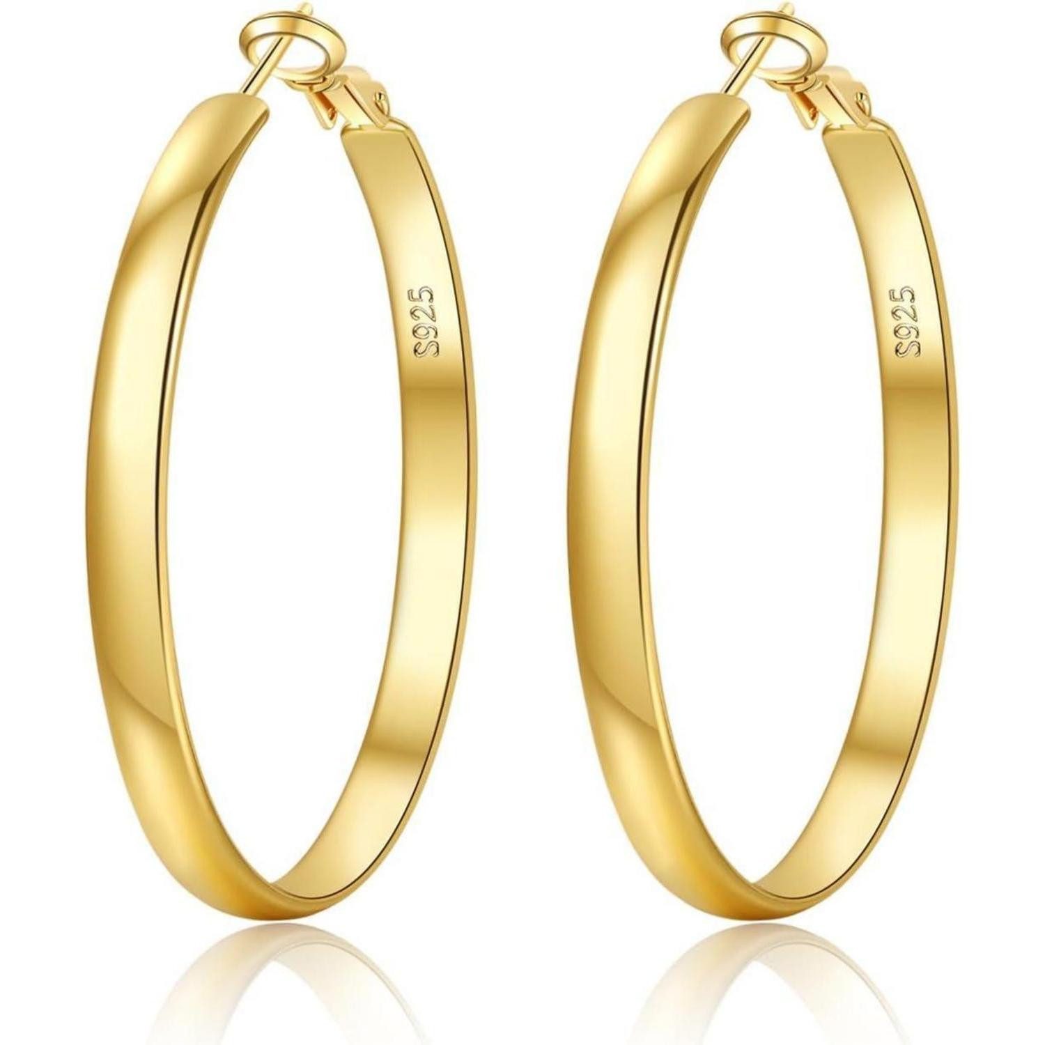 LuxusKollektion Paar Creolen Creolen Silber 925 Damen 5mm hypoallergen 14K vergoldet Gold 30MM