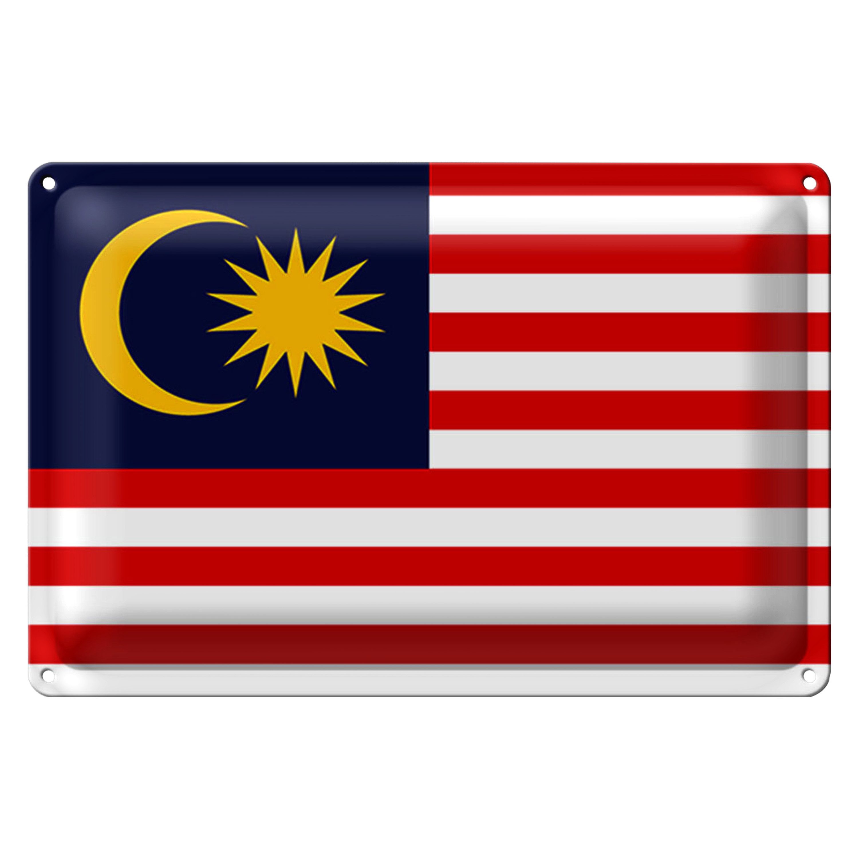 Roomando Metallschild Flagge Malaysia 40x30cm Flag of Malaysia