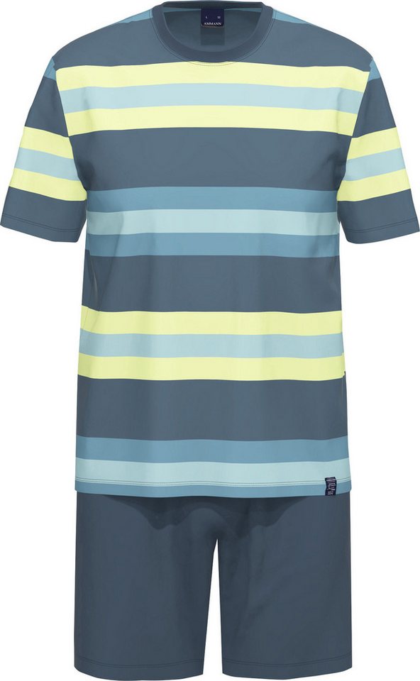 Ammann Pyjama Bio Herren-Shorty Single-Jersey Streifen