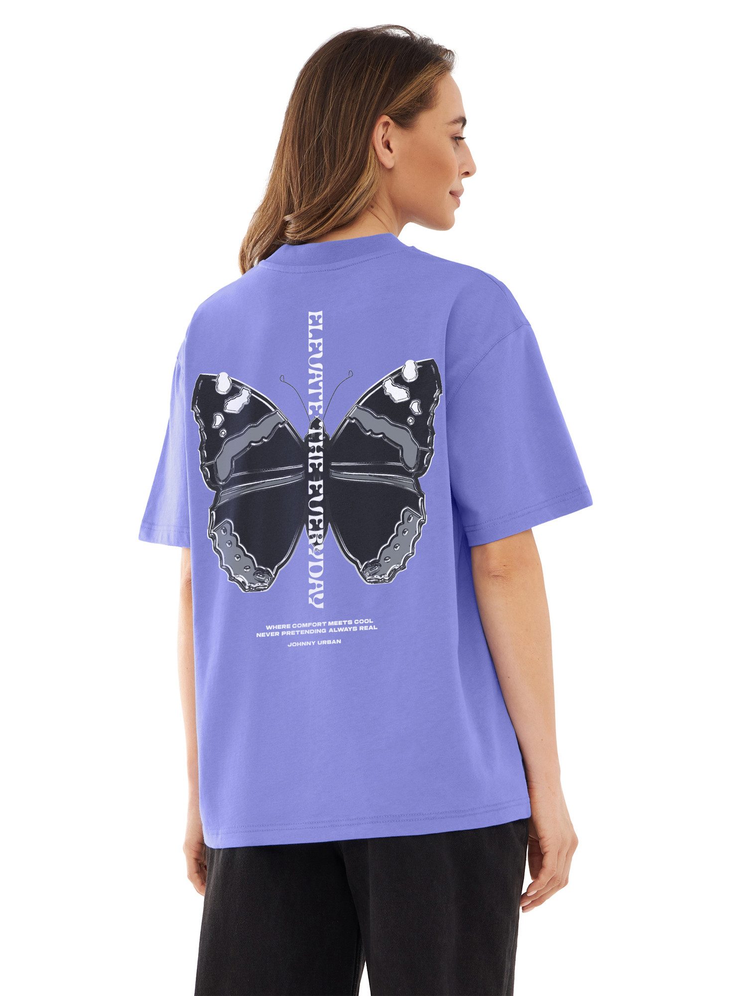 Johnny Urban T-Shirt Sammy Chrome Butterfly Oversize T-Shirt (1-tlg) Tshirt mit Schmetterling Back Print