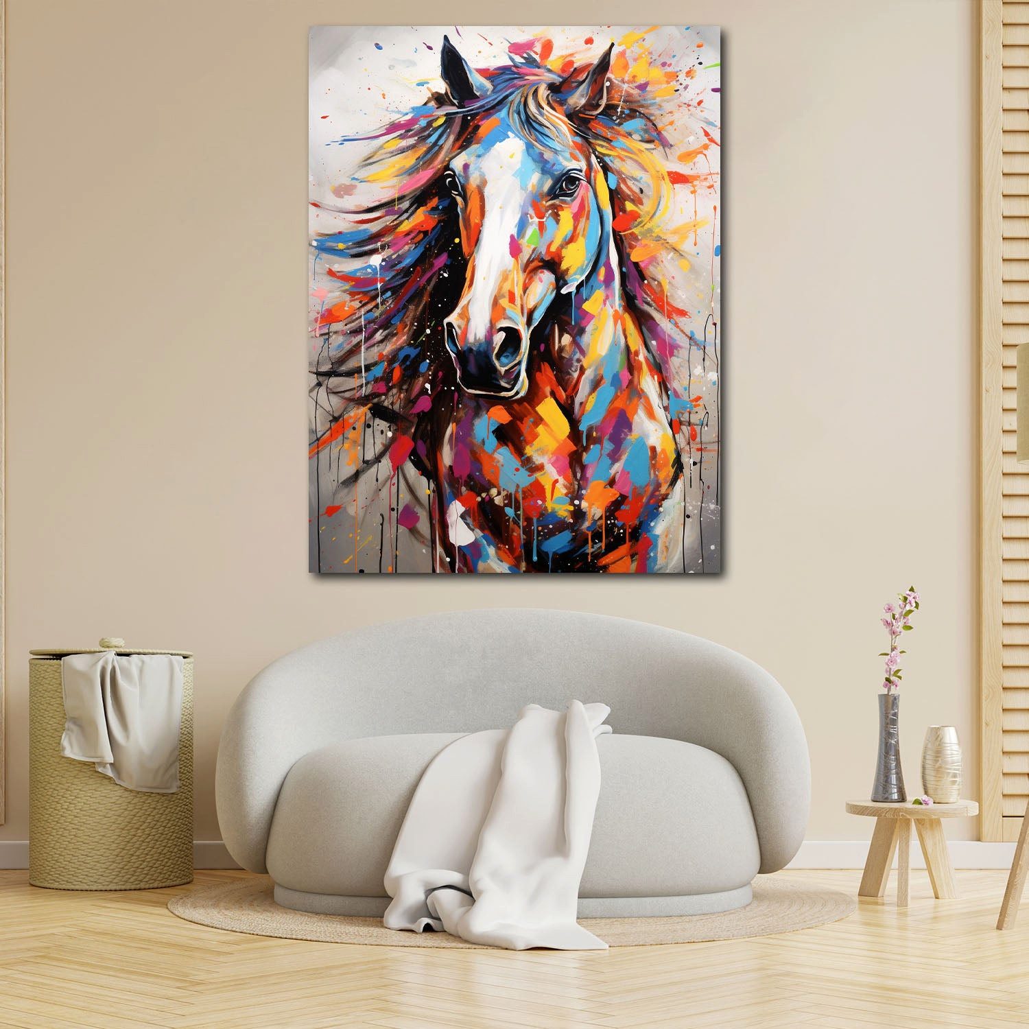Artedinoi Leinwandbild Pferd Pop Art Tier Leinwandbild Wandbild Kunstdruck XL Deko, Pferd, Porträt
