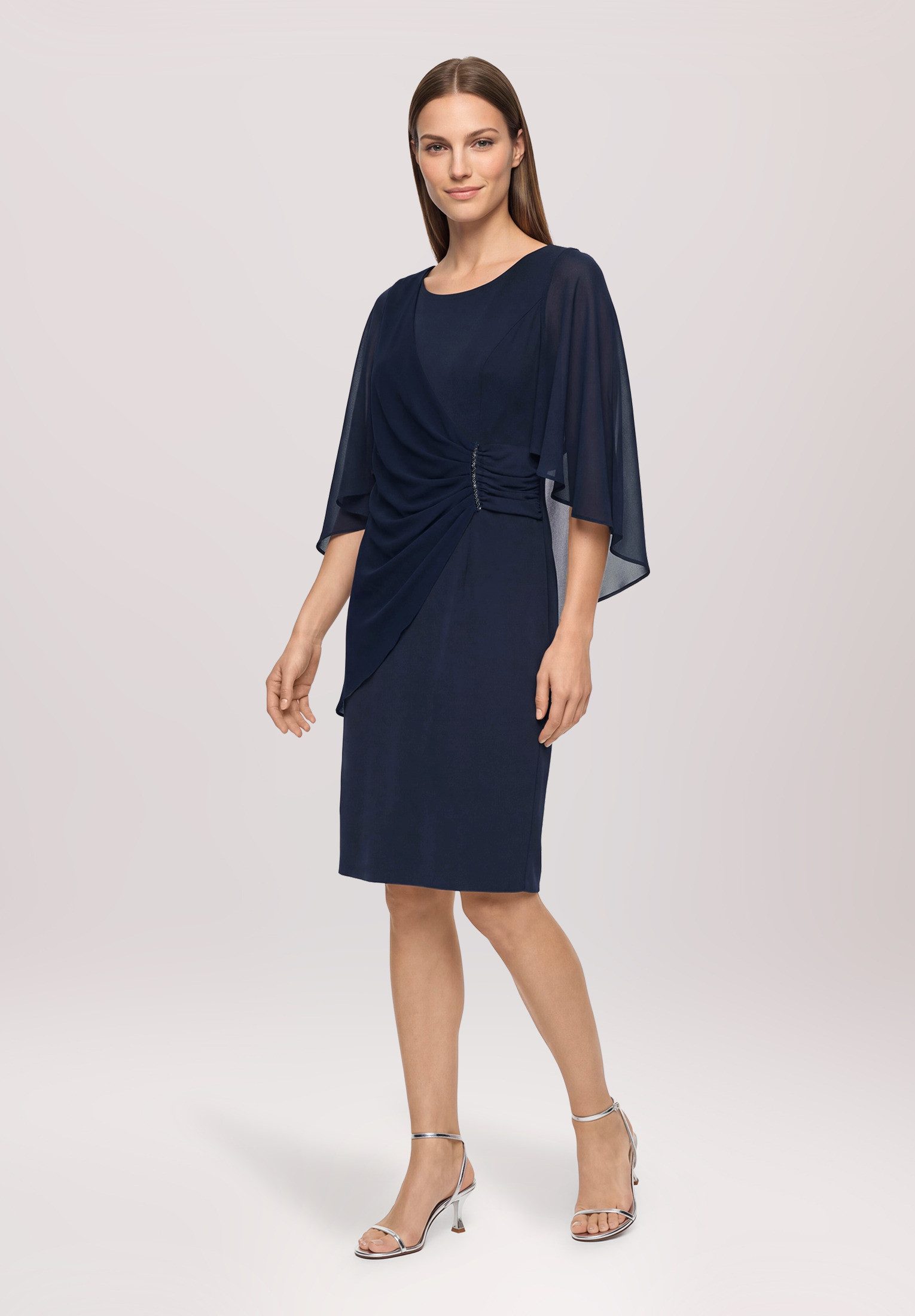 Vera Mont Cocktailkleid Damen mit Raffung Materialmix