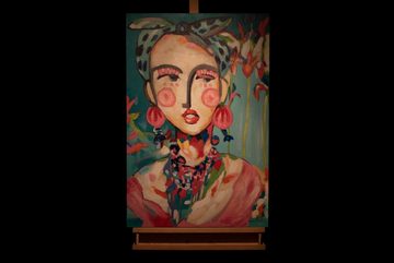 KUNSTLOFT Gemälde Frida in Trad 60x90 cm, Leinwandbild 100% HANDGEMALT Wandbild Wohnzimmer