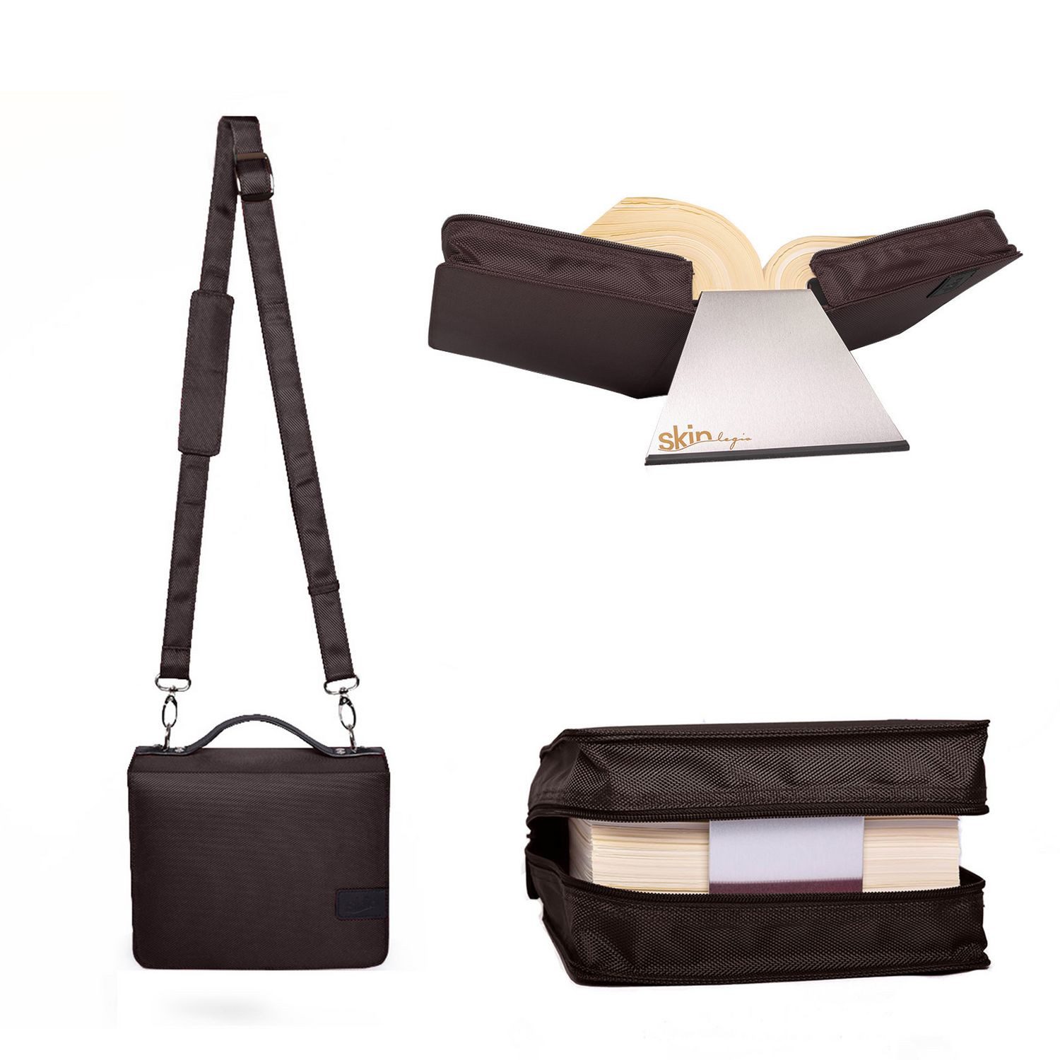 Lesezeichen Buchhüllen-Tasche mit Buchstütze Nylon/Leder Jura-Einband Set für Beck