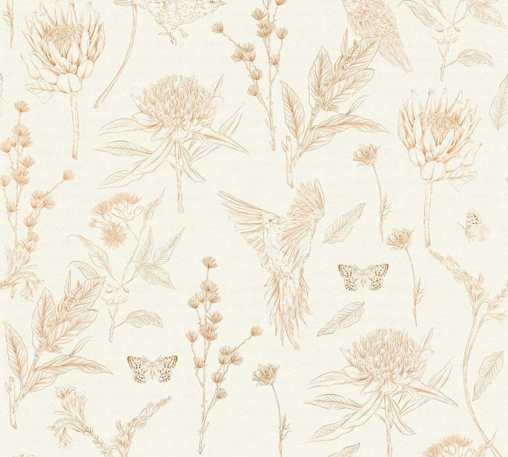 Bricoflor Vintage Tapete Mit Wildblumen Creme Grün Landhaus Vliestapete Mit günstig online kaufen