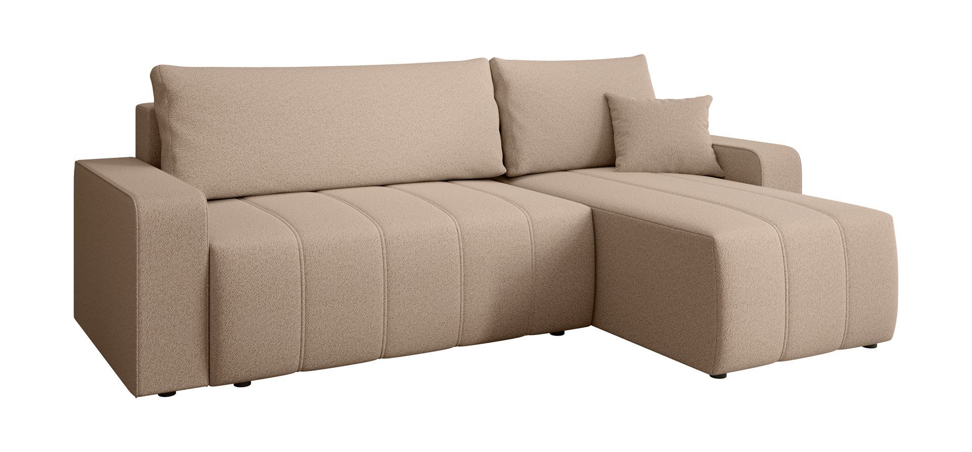 Beautysofa Ecksofa MORI, universelle Seite, mit Schlaffunktion, mit Bettkasten, L-Form, universelle Ottomane, große Liegefläche 120x200 cm