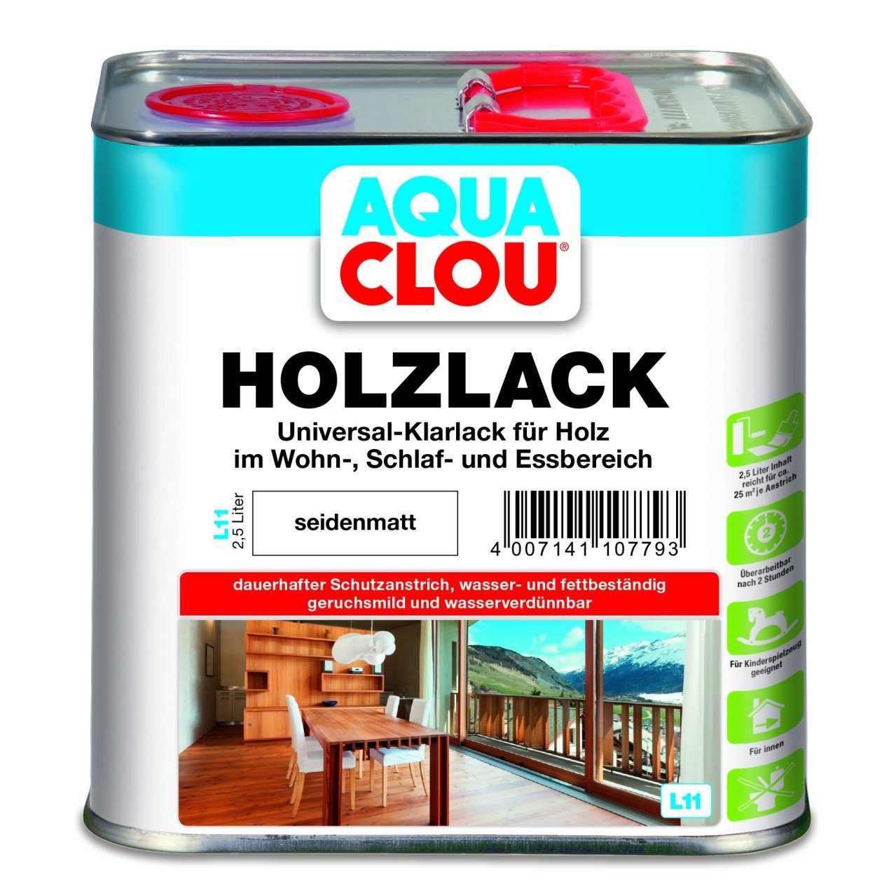 Holzlack Aqua Clou Holzlack L11 2,5 L seidenmatt