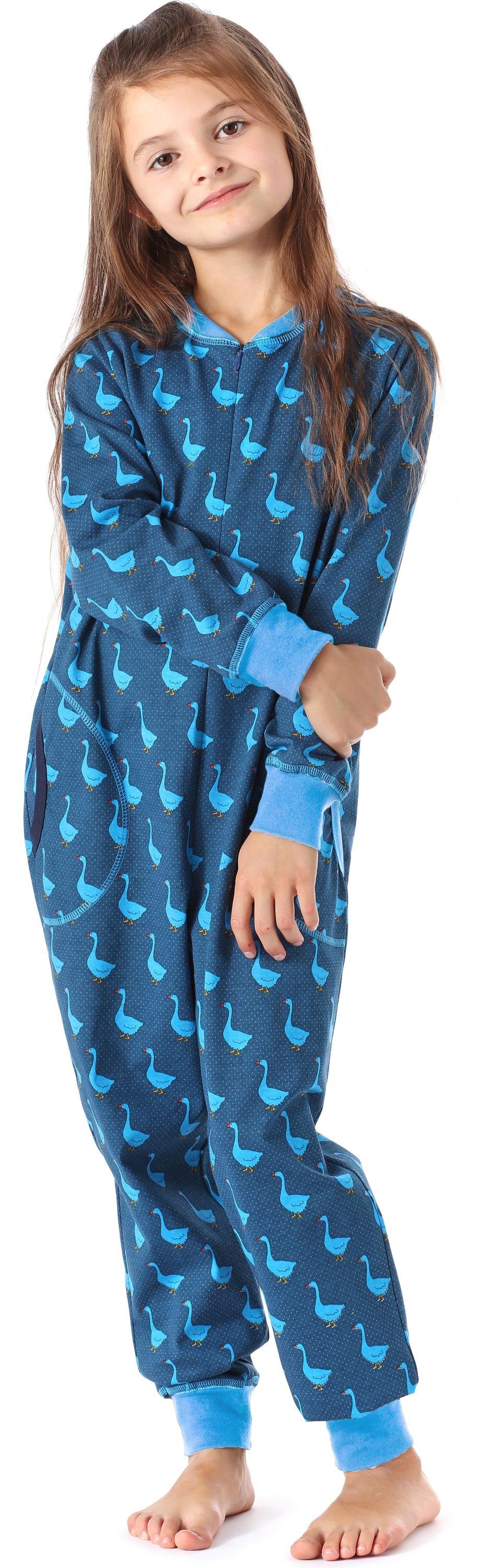 Jumpsuit Style Merry Schlafanzug MS10-186 Schlafanzug Mädchen Blau Gans