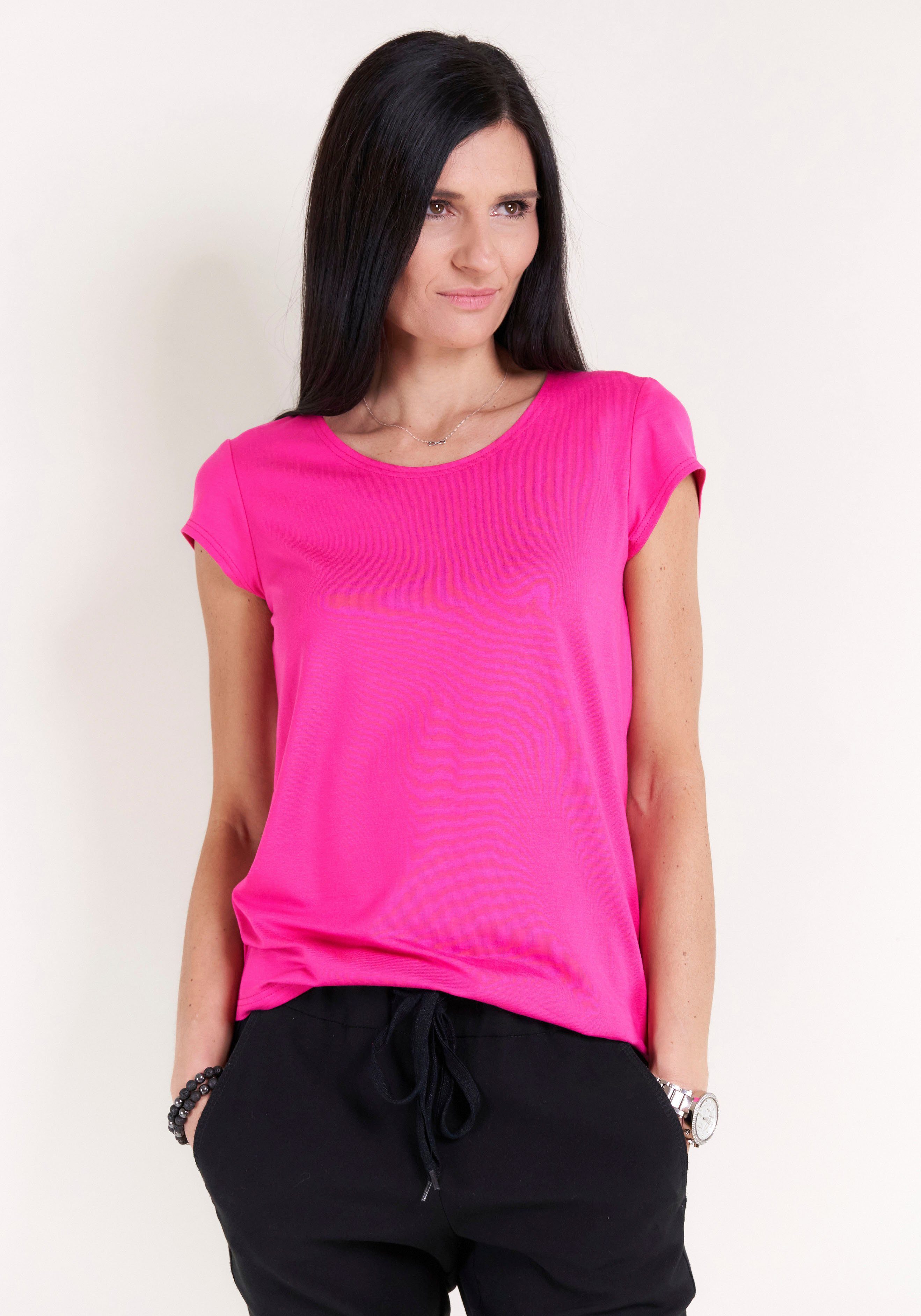 Kappenärmel, IN T-Shirt Moden Seidel pink MADE Seidel mit Moden GERMANY