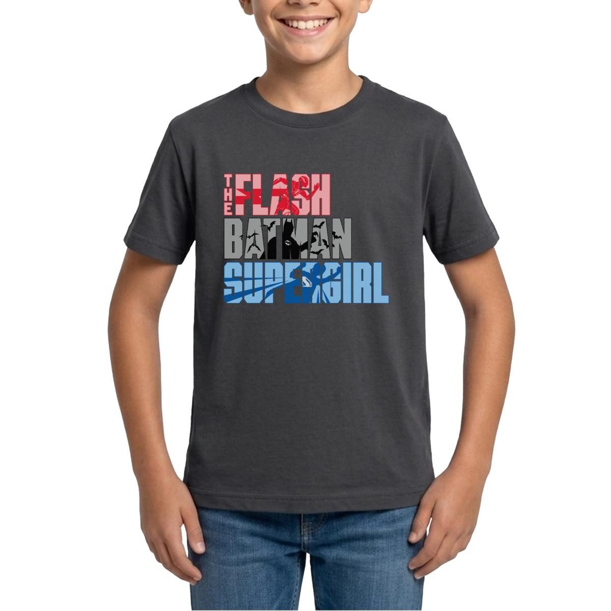 T-Shirt The Flash Schriftzug Batman Supergirl Teenager T-Shirt