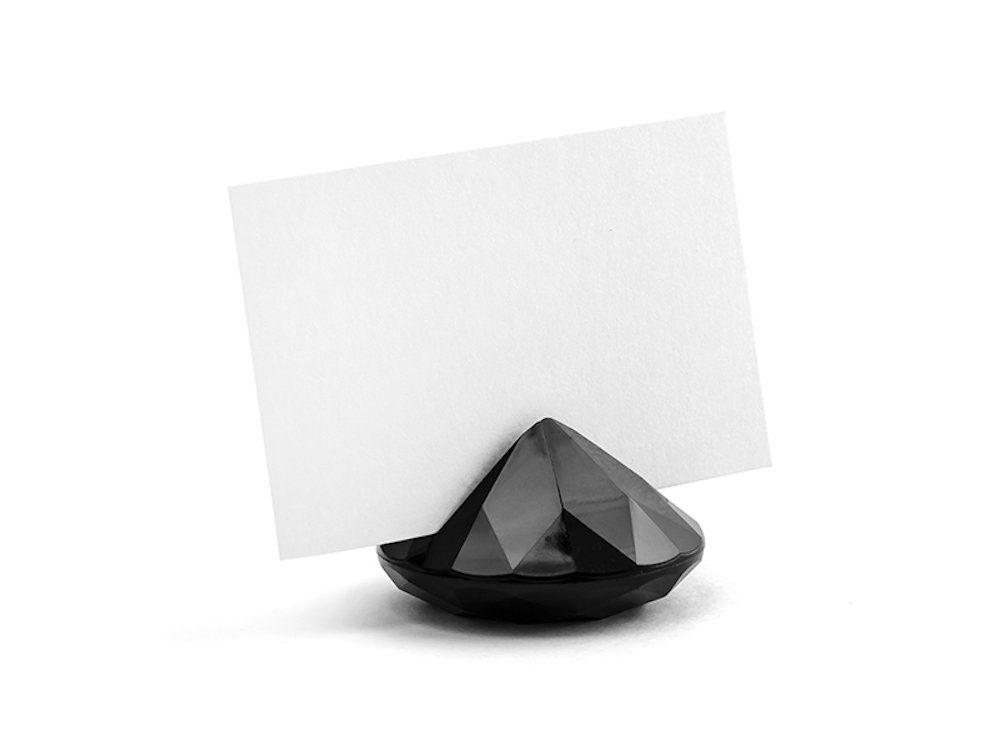partydeco Konfetti Tischkartenhalter als Diamanten, 40 mm, 10 Stück Schwarz