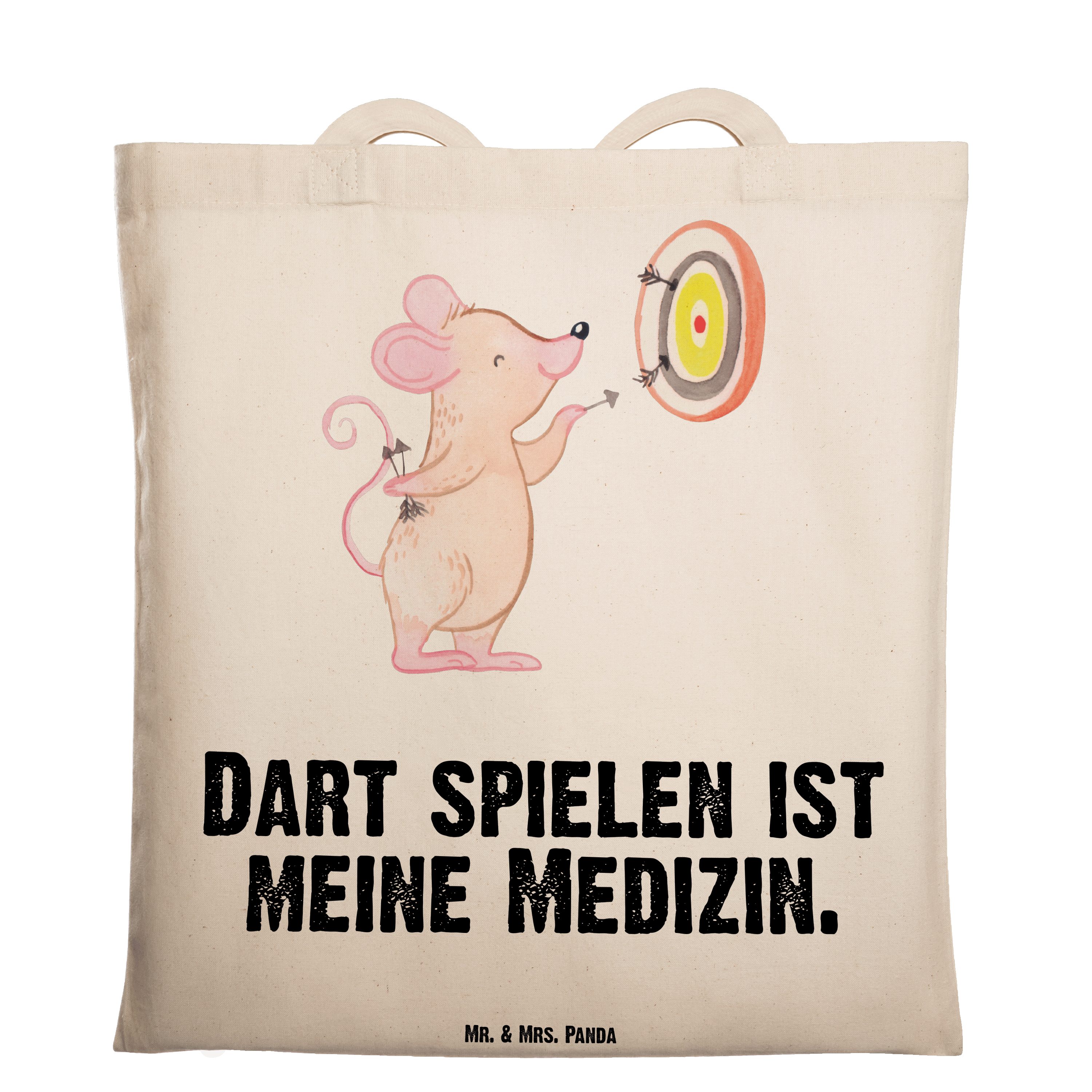 Mr. & Mrs. Panda Tragetasche Maus Dart spielen Medizin - Transparent - Geschenk, Dart Turnier, Sto (1-tlg)