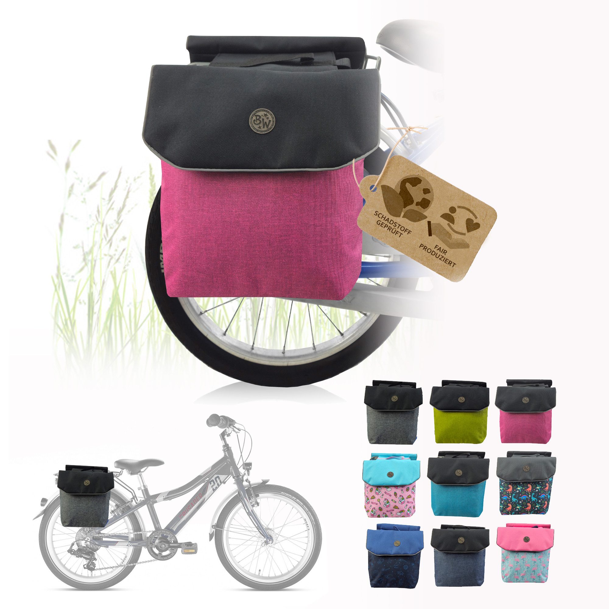 BambiniWelt by Rafael K. Fahrrad-Gepäckträger Gepäckträgertasche Fahrradtasche für Kinder z.B. für Puky Räder (M2)