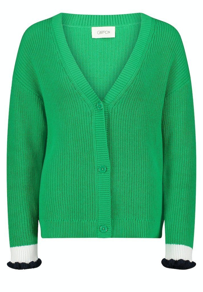 Strickjacke Cartoon Strick-Cardigan mit V-Ausschnitt