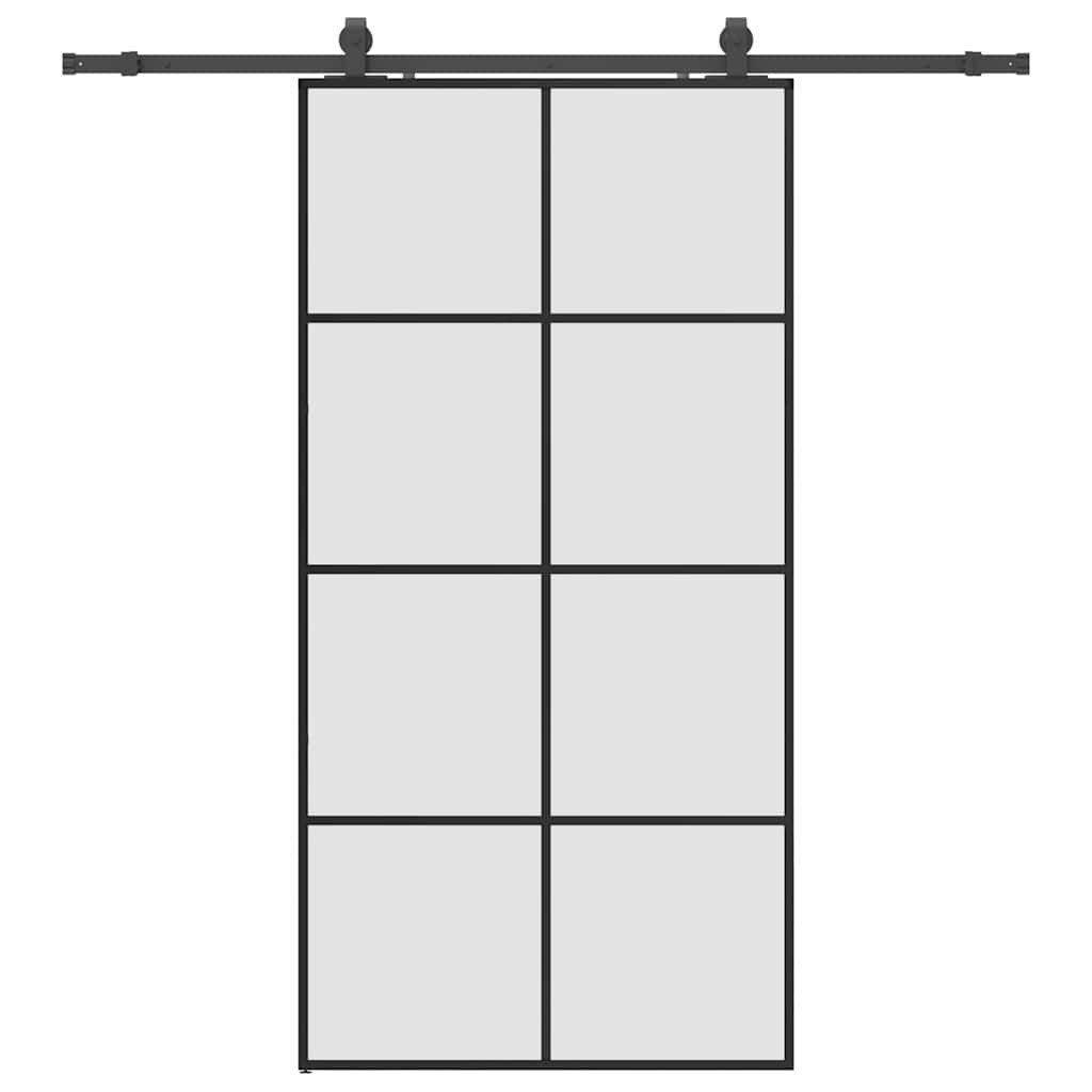vidaXL Schiebetür Schiebetür mit Beschlag Schwarz 102,5x205 cm ESG-Glas