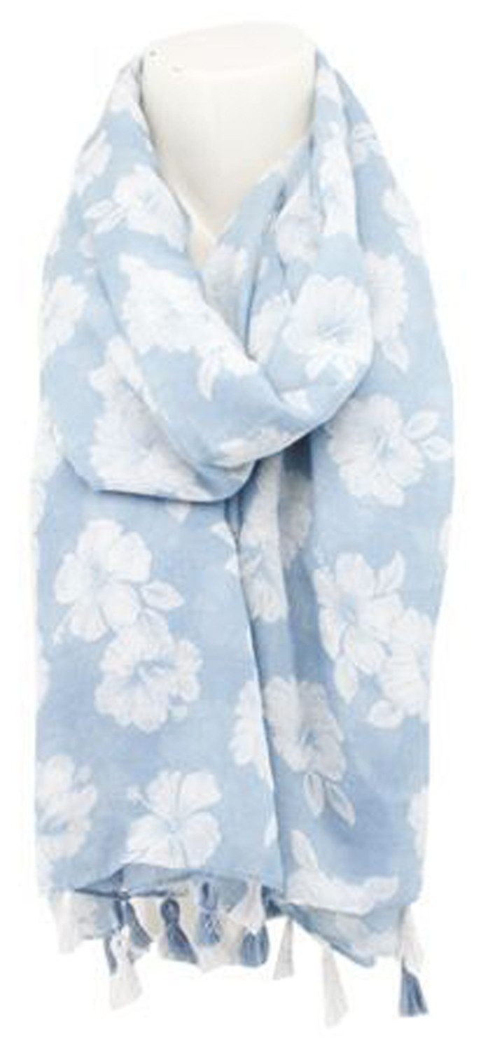 chic4home Schal Dreamy Flair, (1-St. 1-teilig), sommerlicher Damen Schal mit sommerlichen Drucken und feinen Quasten