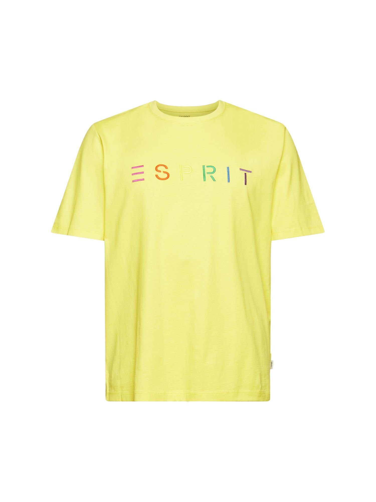 besonderer Esprit T-Shirt Jersey-T-Shirt (1-tlg) Logo-Stickerei YELLOW mit