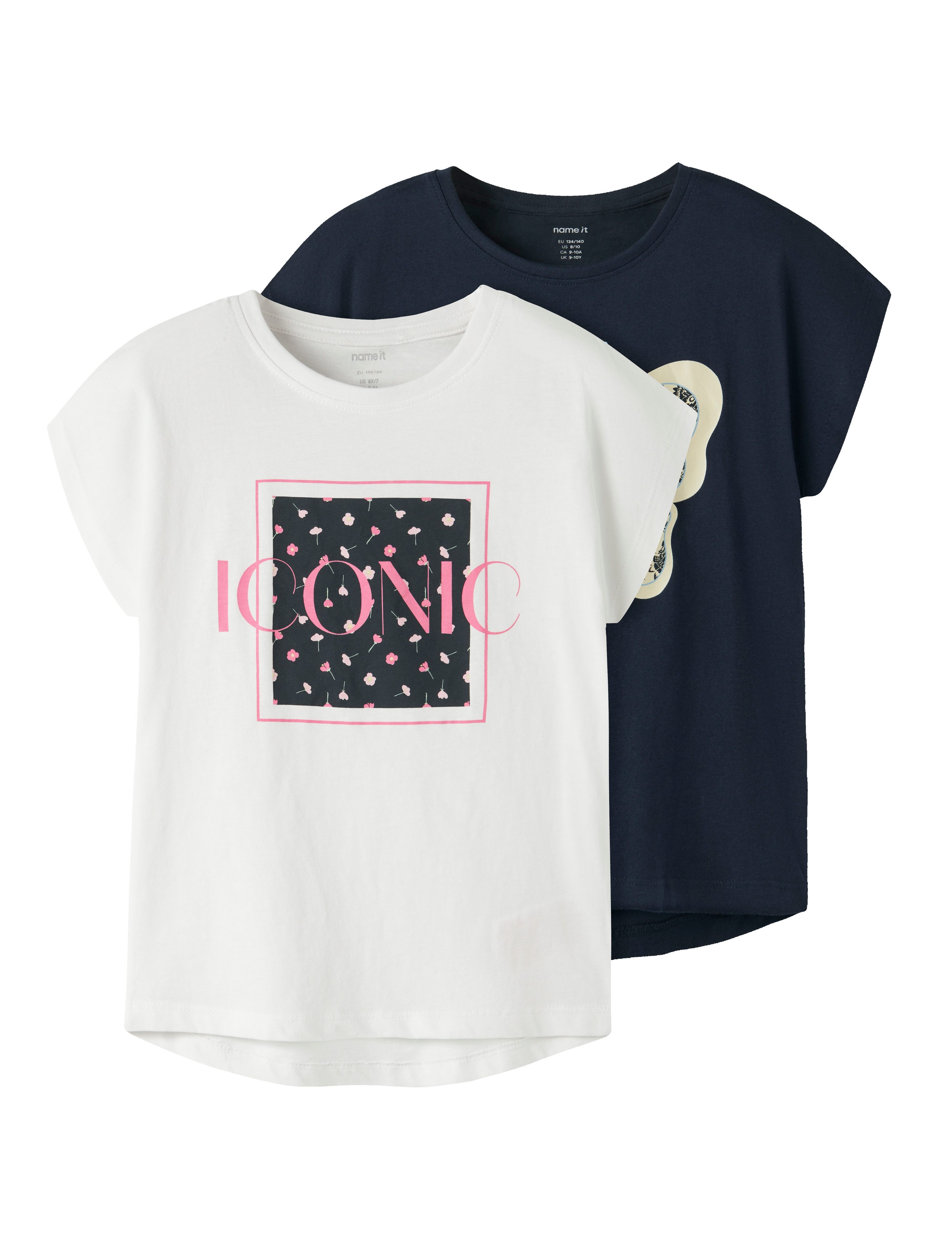 Name It T-Shirt NKFVIGEA 2P CAPSL TOP J (Packung, 2-tlg) Baumwolle, regular fit