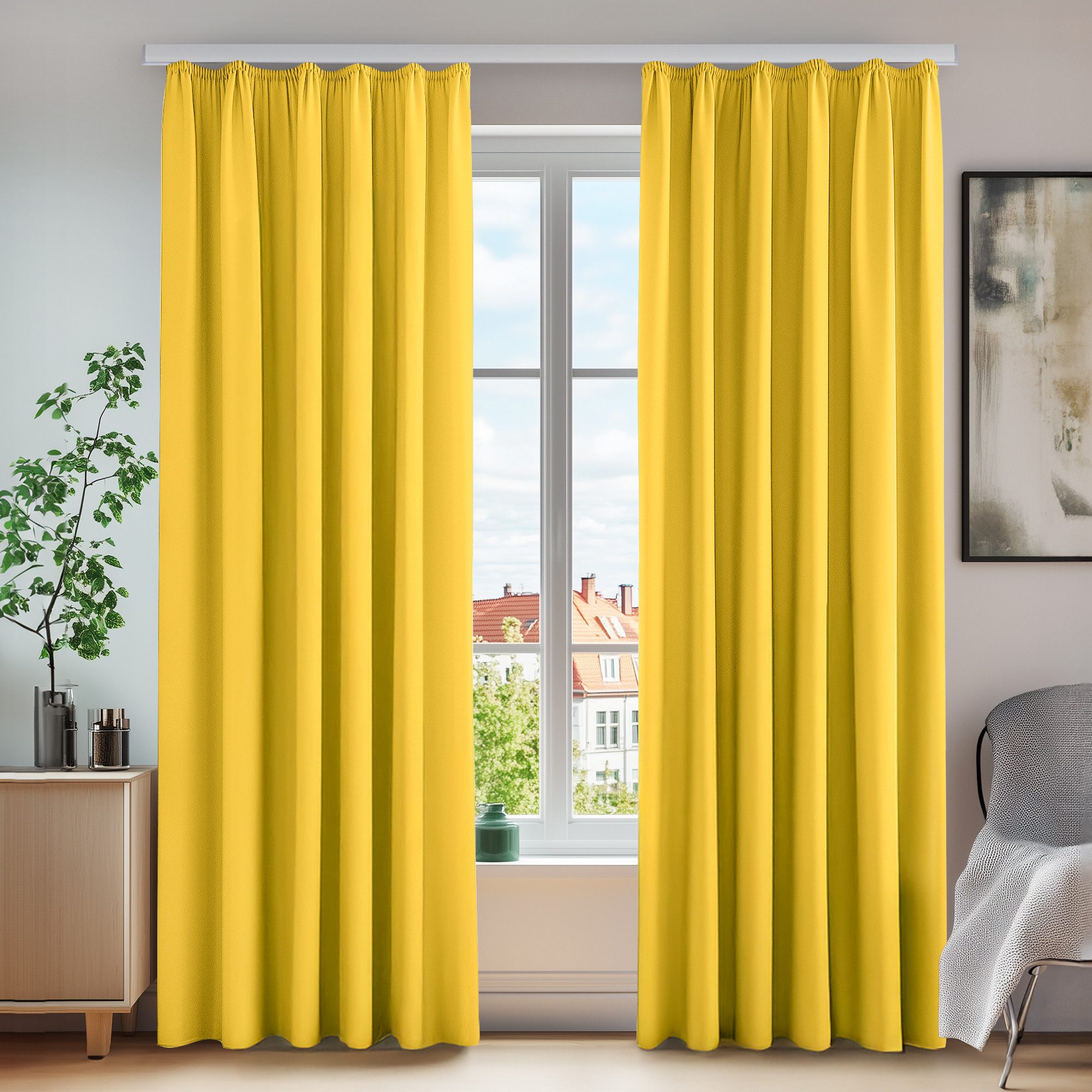 Deconovo Verdunkelungsvorhang Gardinen mit Kräuselband Vorhänge Wohnzimmer günstig online kaufen