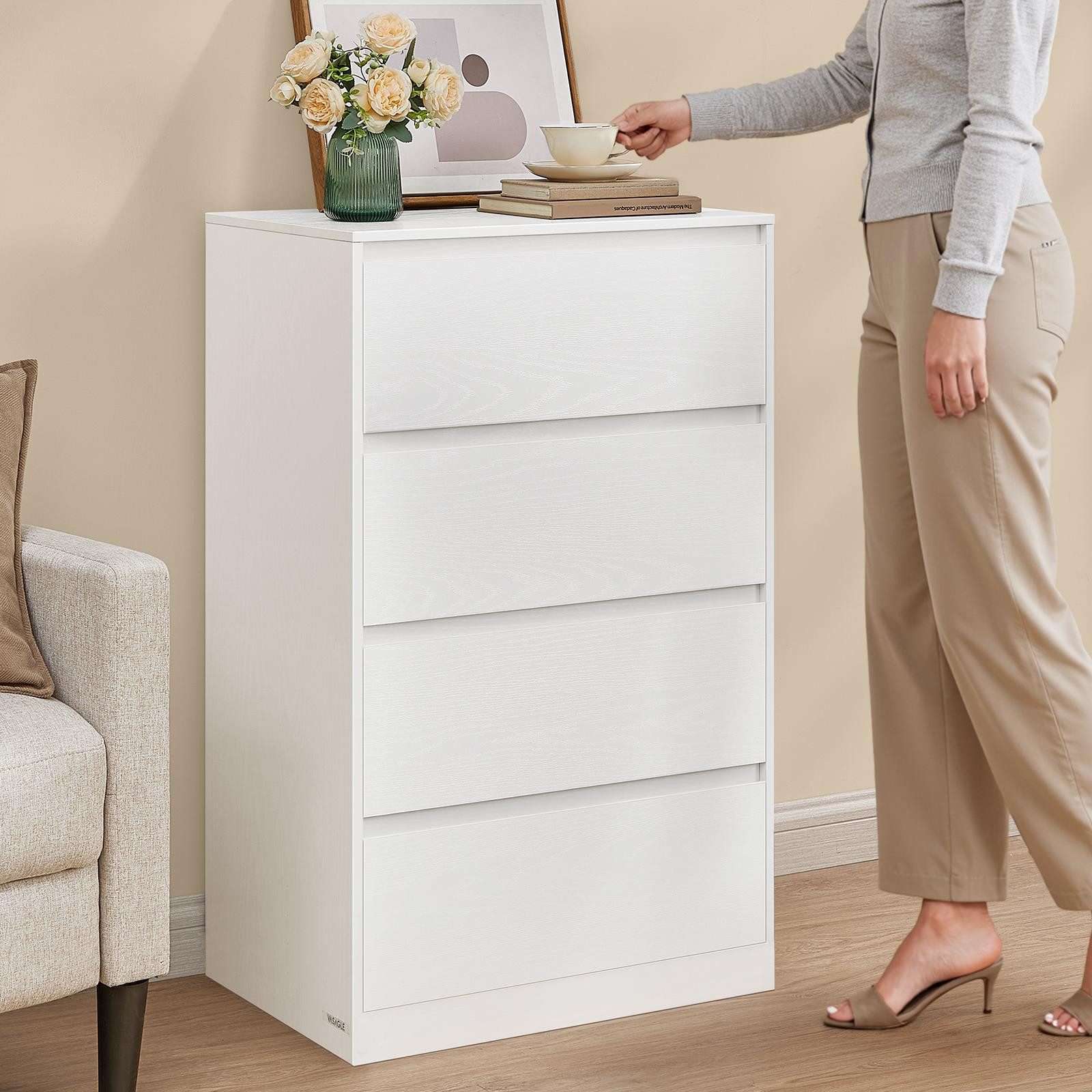 VASAGLE Kommode, mit 3 / 4 / 5 Schubladen, Komodenschrank, Schubladenschrank