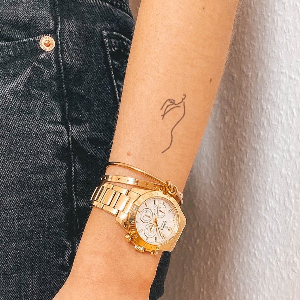 Inkster Schmuck-Tattoo Abstrakte Silouette Tattoo, wasserfestes temporäres Tattoo, 2 Wochen Halt