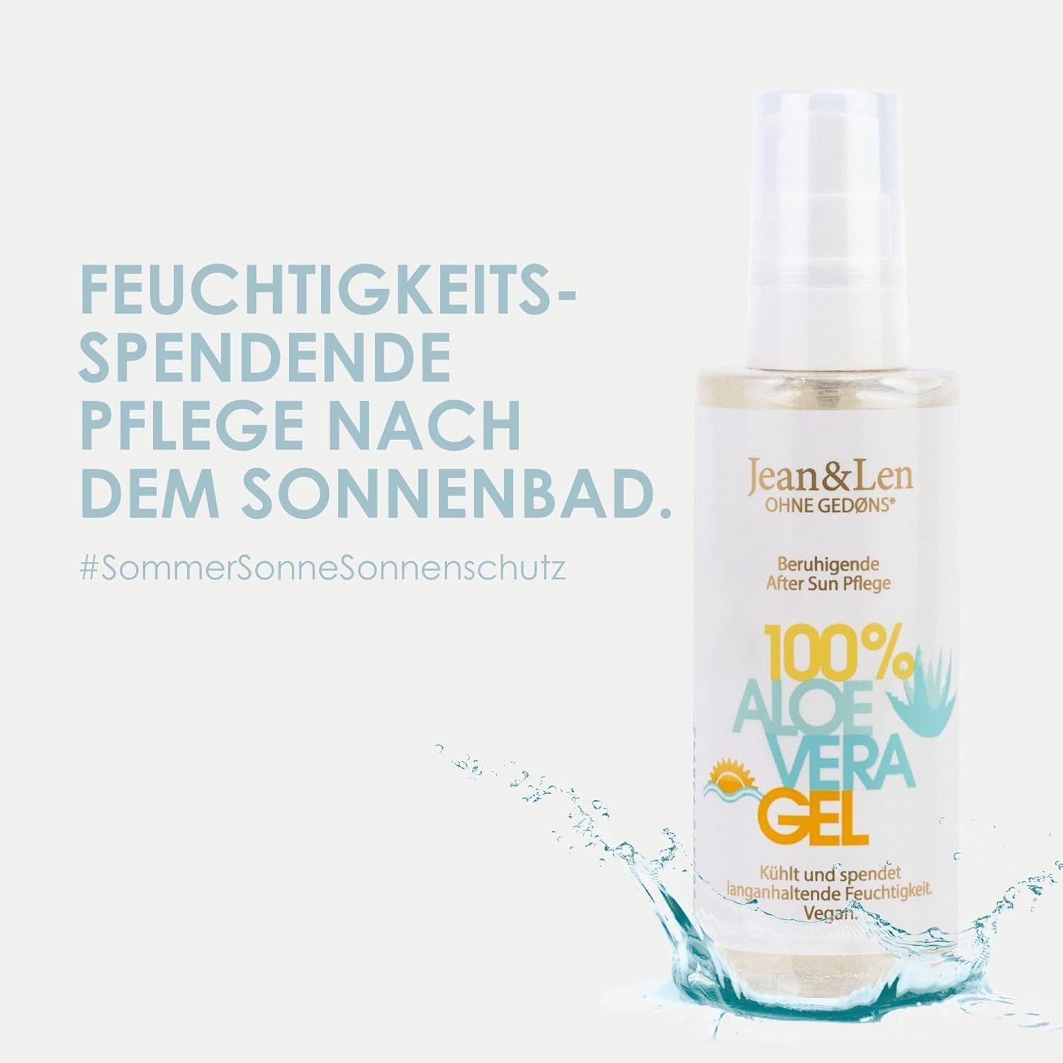 Jean & Len ohne Gedons* After Sun-Gel After Sun Aloe Vera Gel, Unterstützende Pflege bei Sonnenbrand, 1-tlg., Vegan